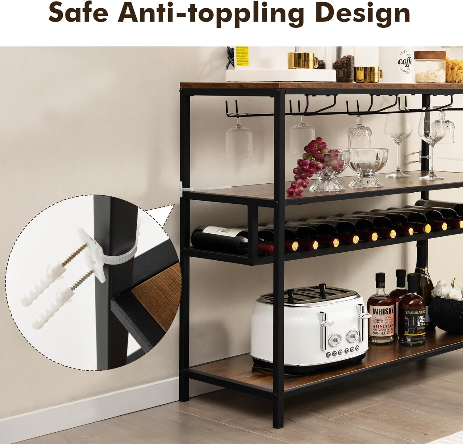 Giantex 4-Tier Freestanding Wine Rack Cabinet