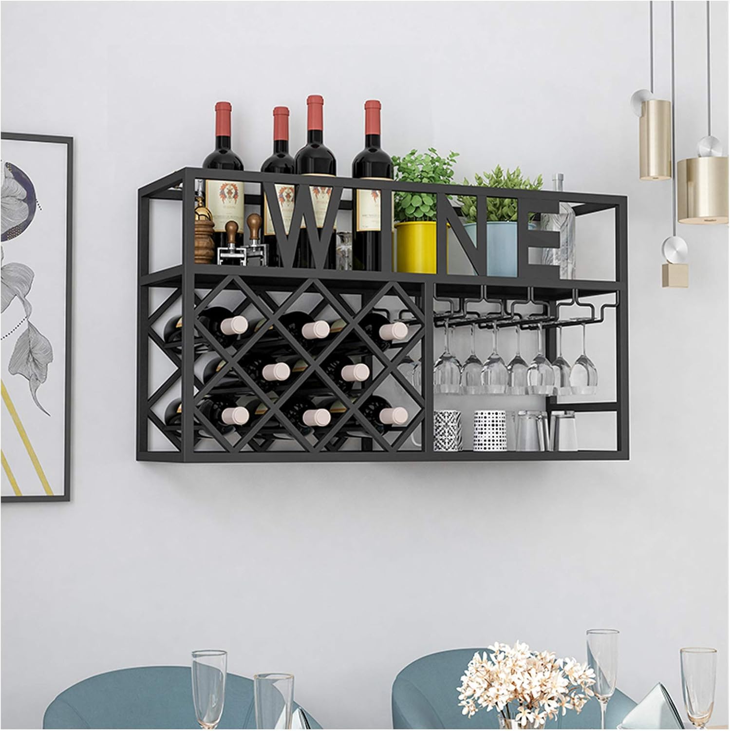 Double Freestanding Wine Racks Wall Mounted Cabinet