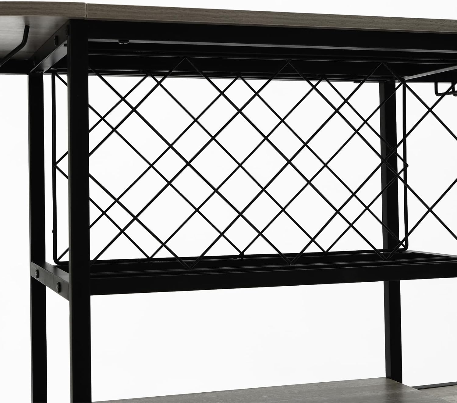 3-Tier Freestanding Wine Rack Table with Storage and Glass Holders Grey