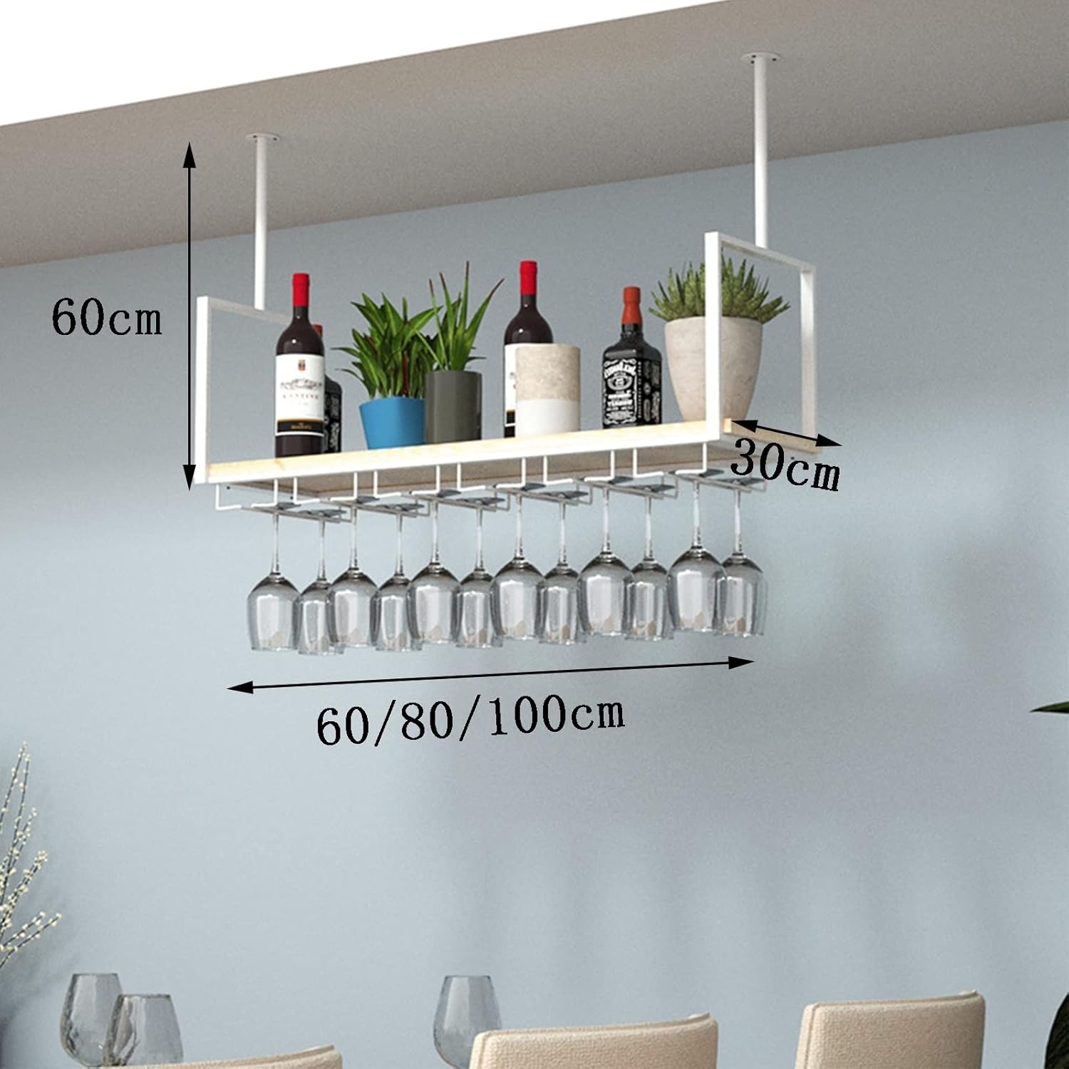 ZJDYDY Floating Ceiling Wine Glass Rack Wall Mounted Storage Shelf