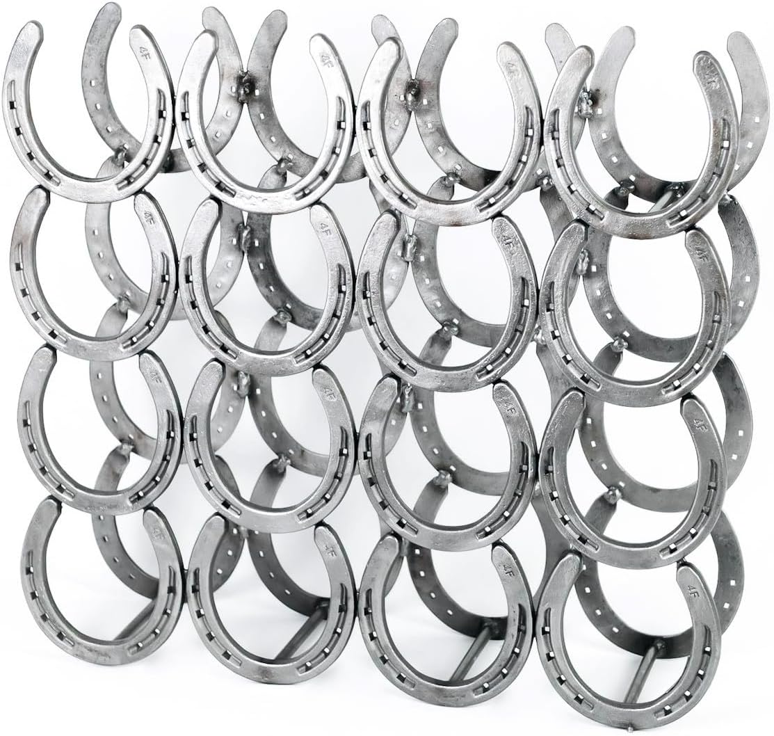 Rustic Horseshoe Wine Bottle Holder - 16 Bottles