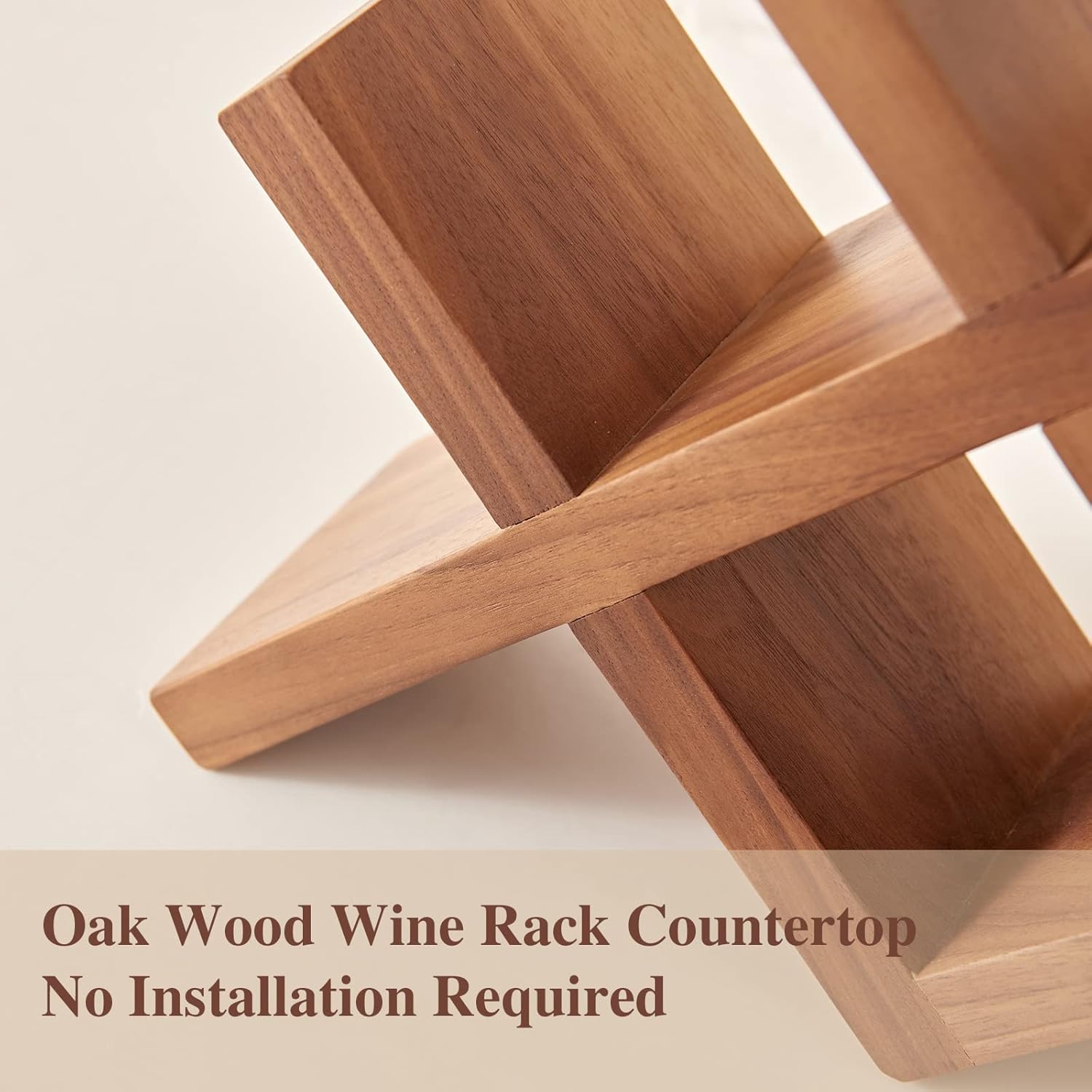 TREOAKWIS Solid Wood Wine Rack Organizer 4 Bottles