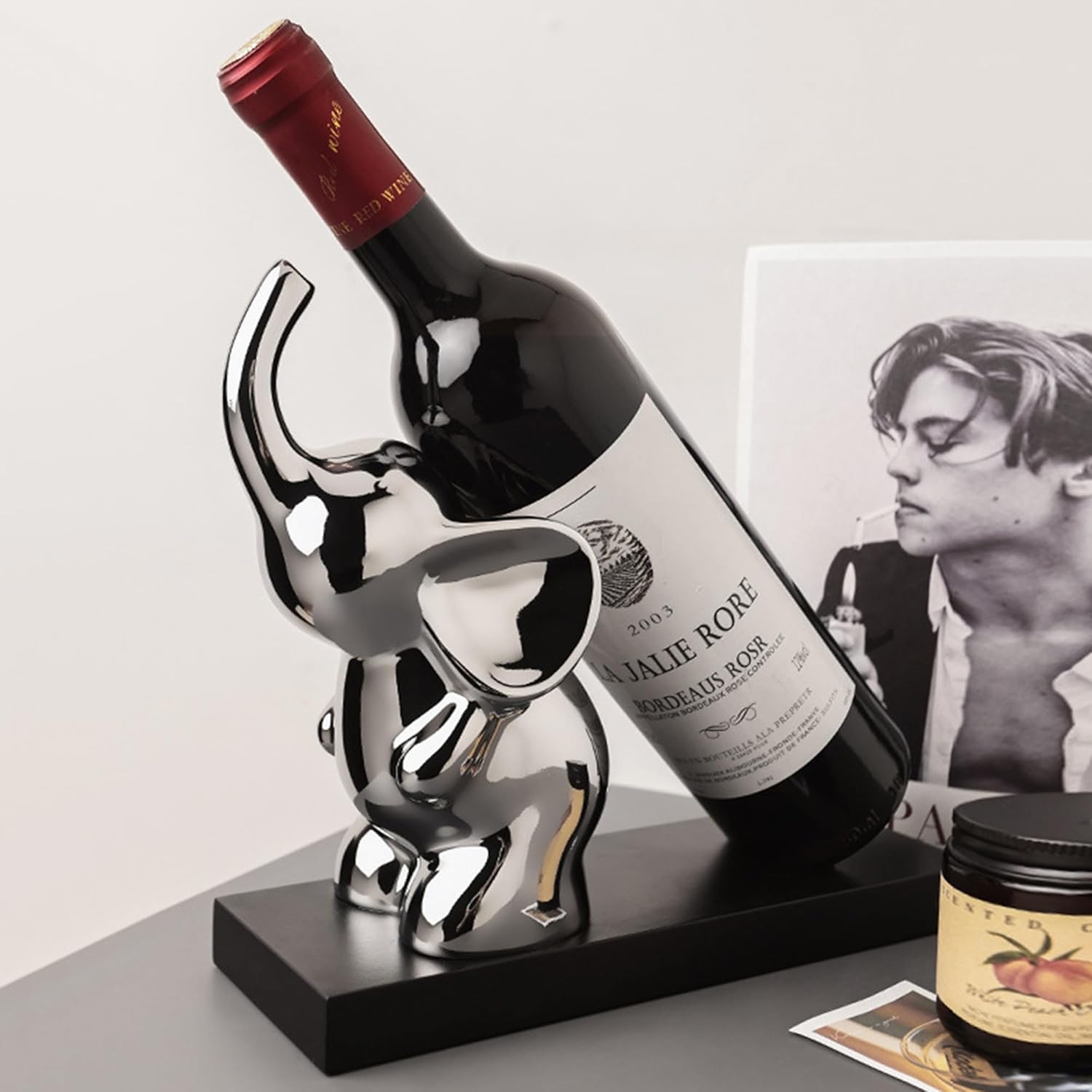 Linxia Silver Ceramic Elephant Wine Rack 1