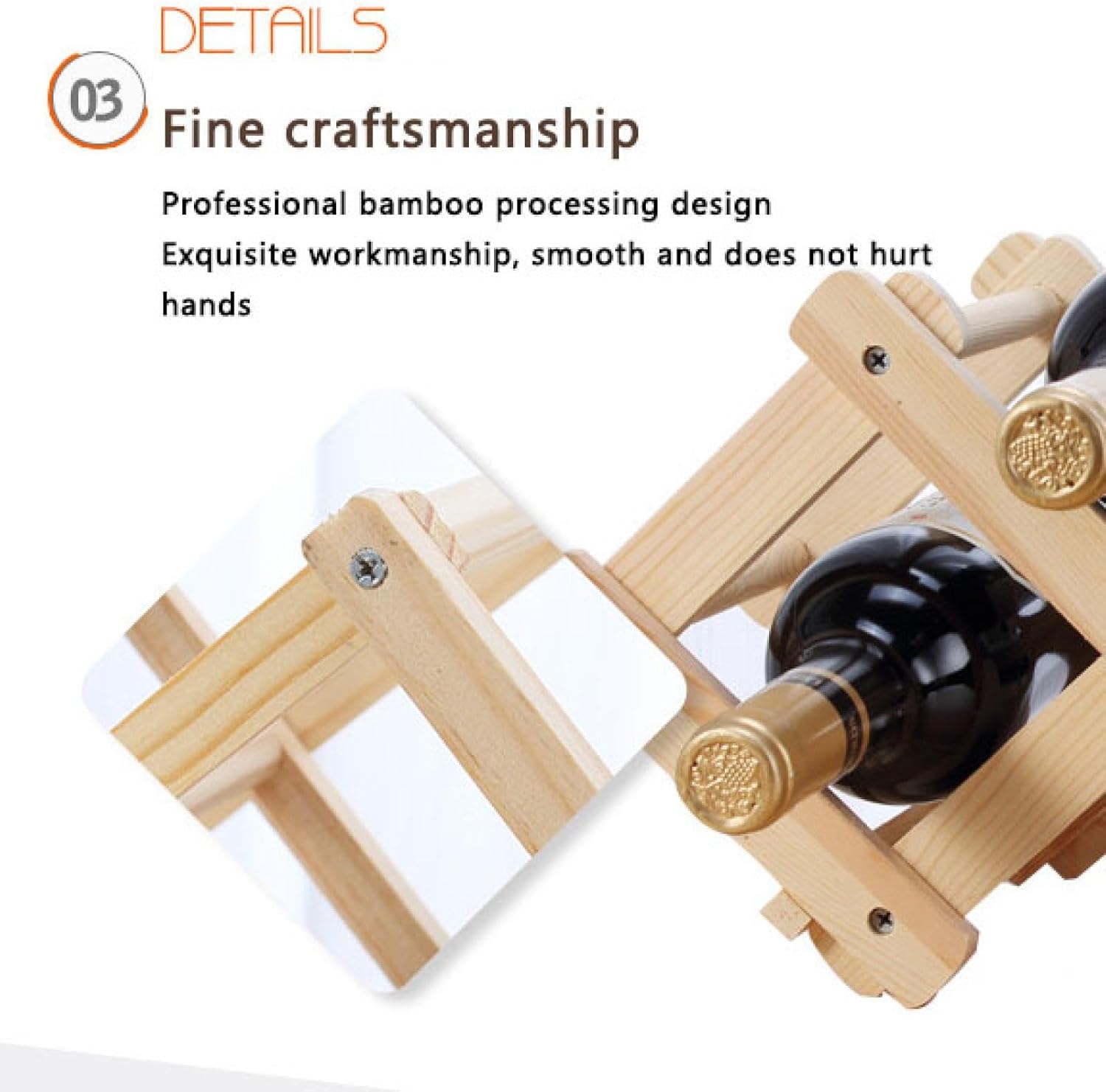 OWKAY Folding Wooden Wine Rack for 10 Bottles