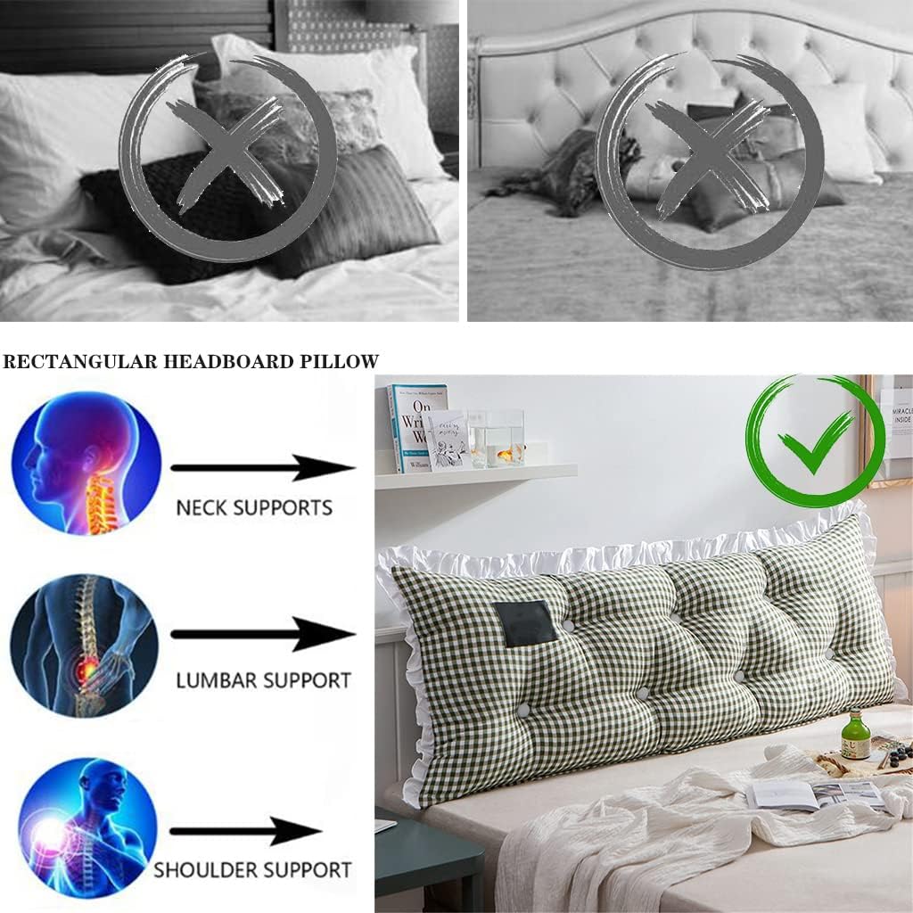 ZZYK Plaid Headboard Cushion with Removable Cover