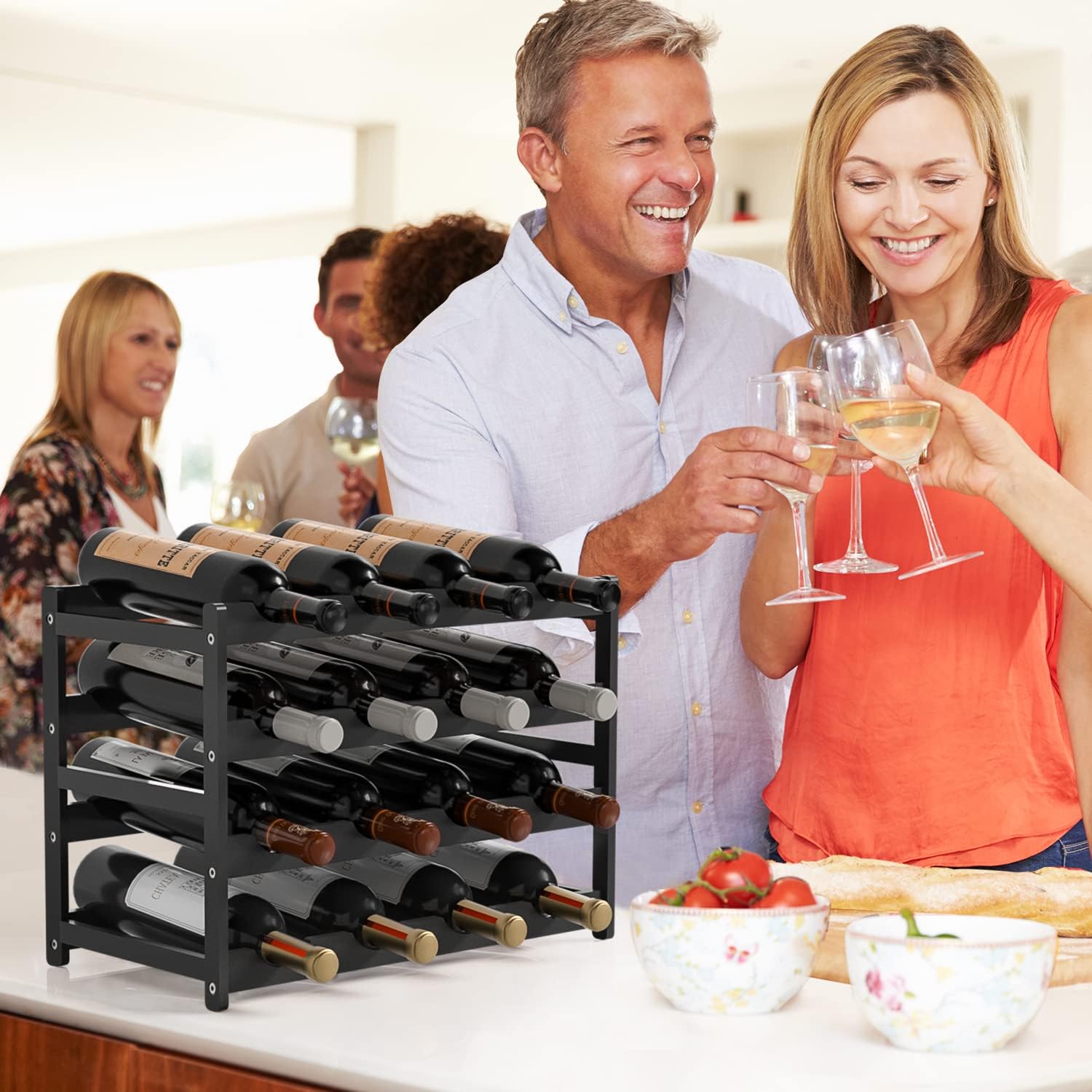 Ruichang 4-Tier Bamboo Wine Rack - 16 Bottle Capacity 1