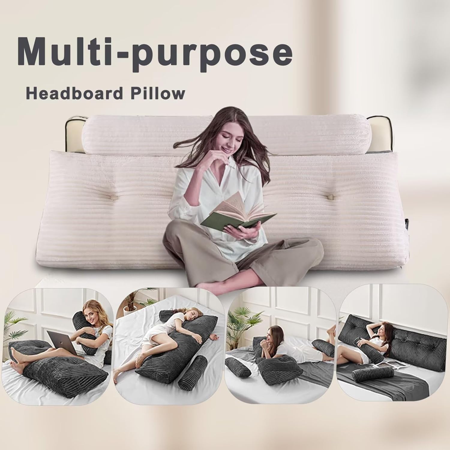 Lovehavren Headboard Pillow - Beige California King