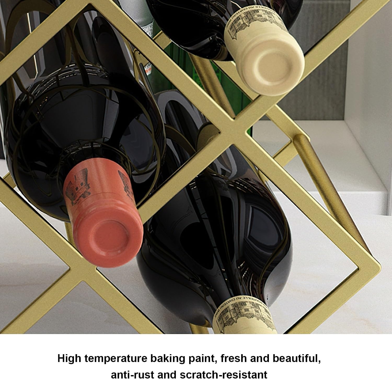 Modern Gold Wine Rack for 5-8 Bottles Durable Stylish