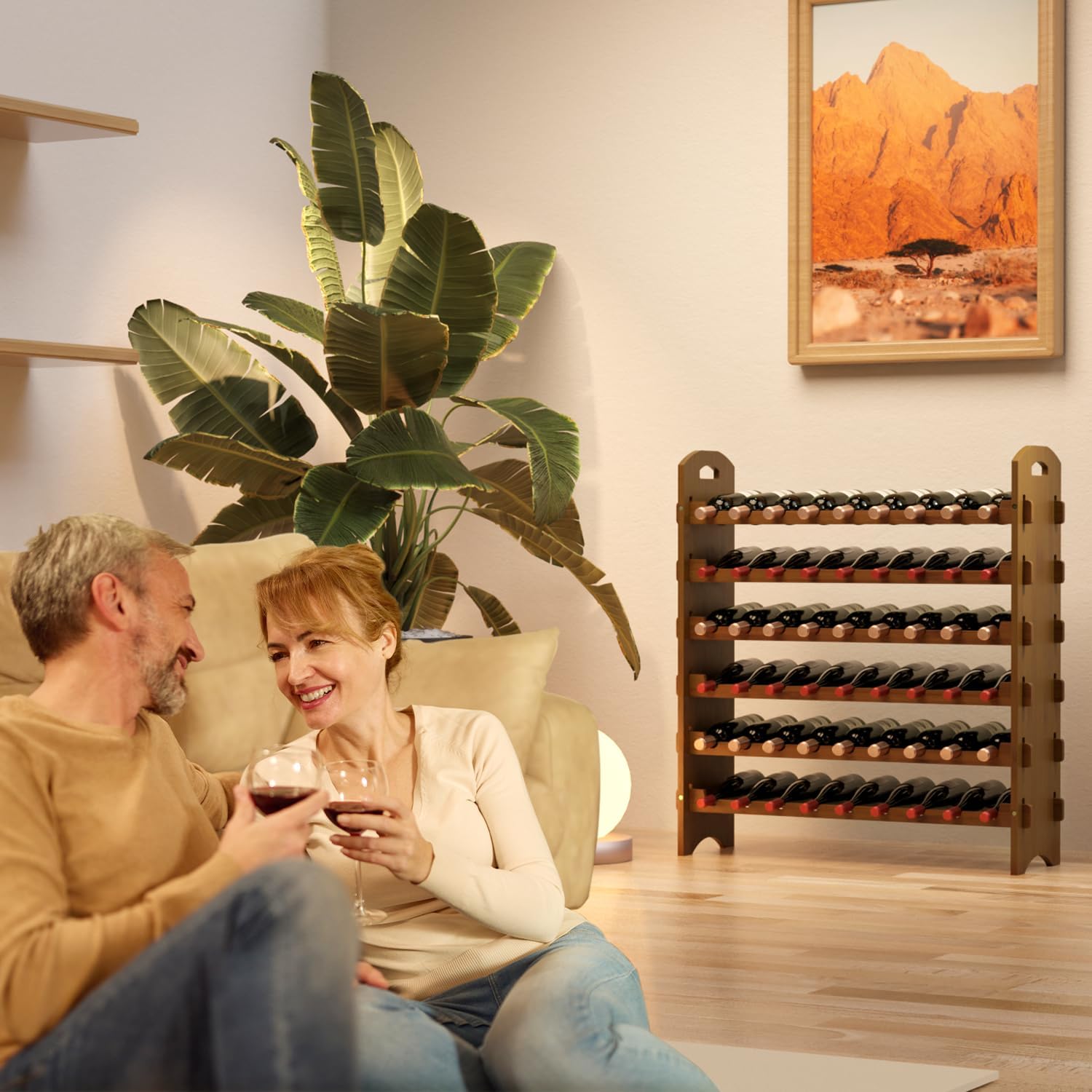 Ruichang Bamboo Wine Rack - 6 Tier 54 Bottle Capacity