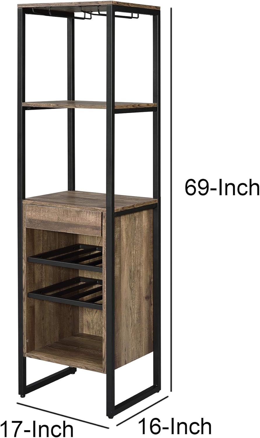 Benzara BM211138 Wine Rack 3 Compartments Brown Black