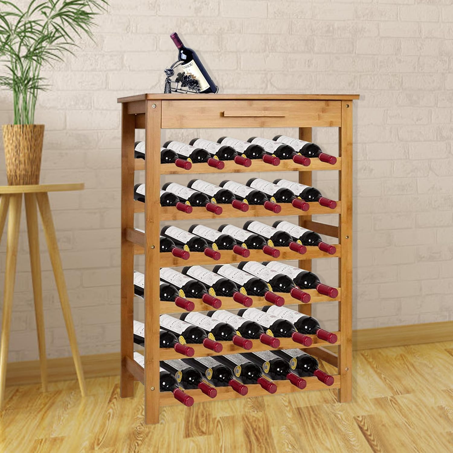 Kinsuite Bamboo Wine Rack 36 Bottle Storage Display Shelves