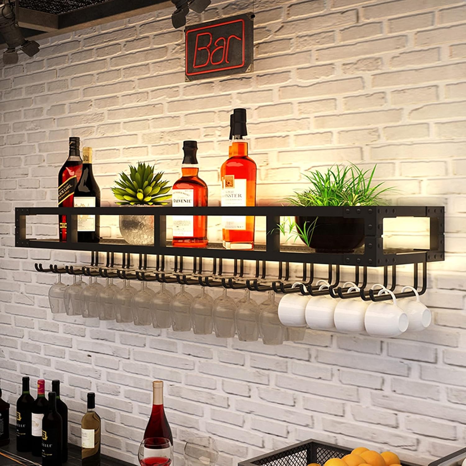 ZJDYDY Wall-Mounted Wine Rack - Space-Saving Wrought Iron Holder