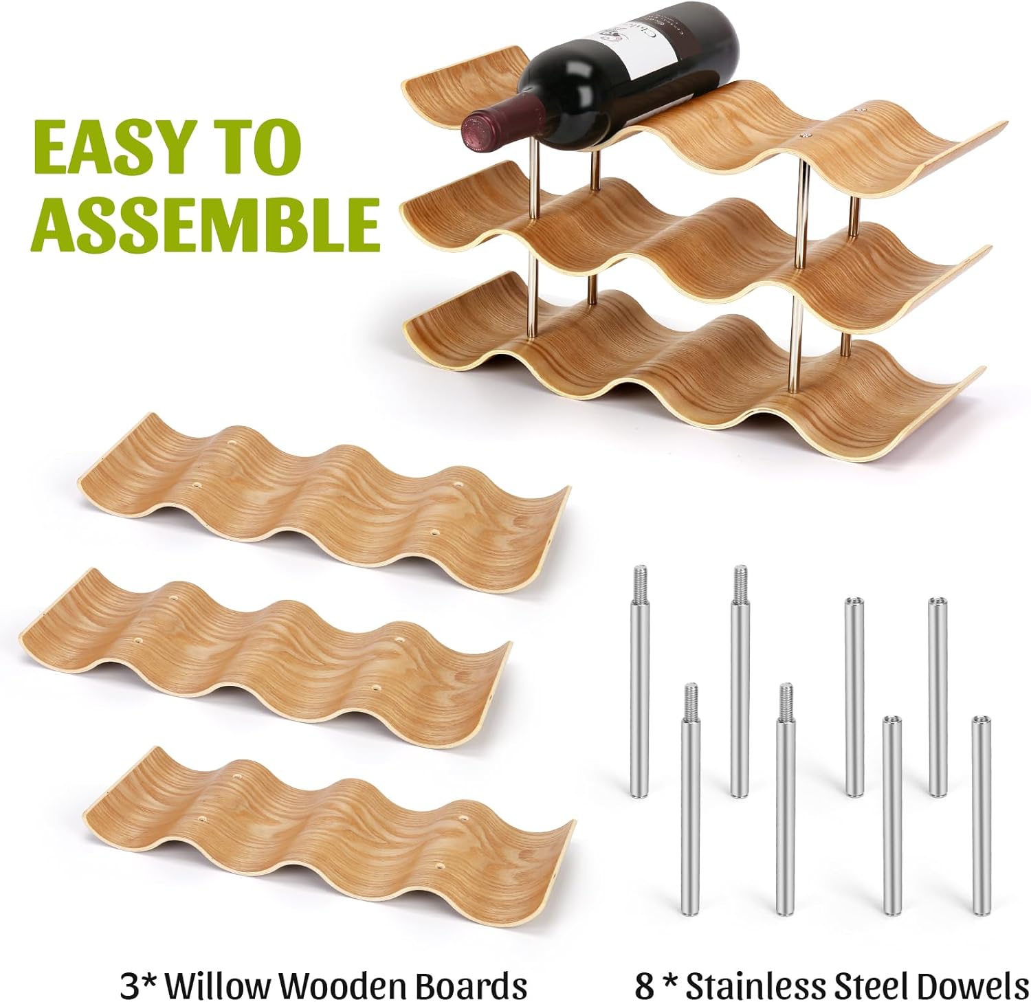 VAlinks 3 Tier 12 Bottle Willow Wine Rack 1