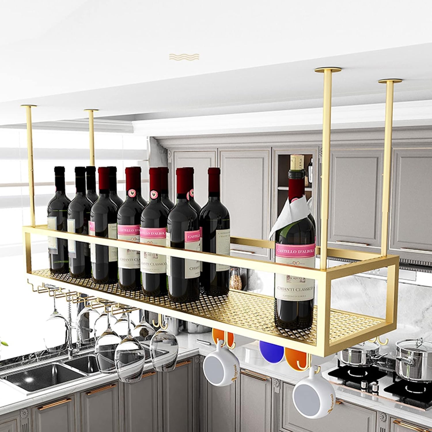 Suuim Wall-Mounted Wine Rack with Adjustable Height