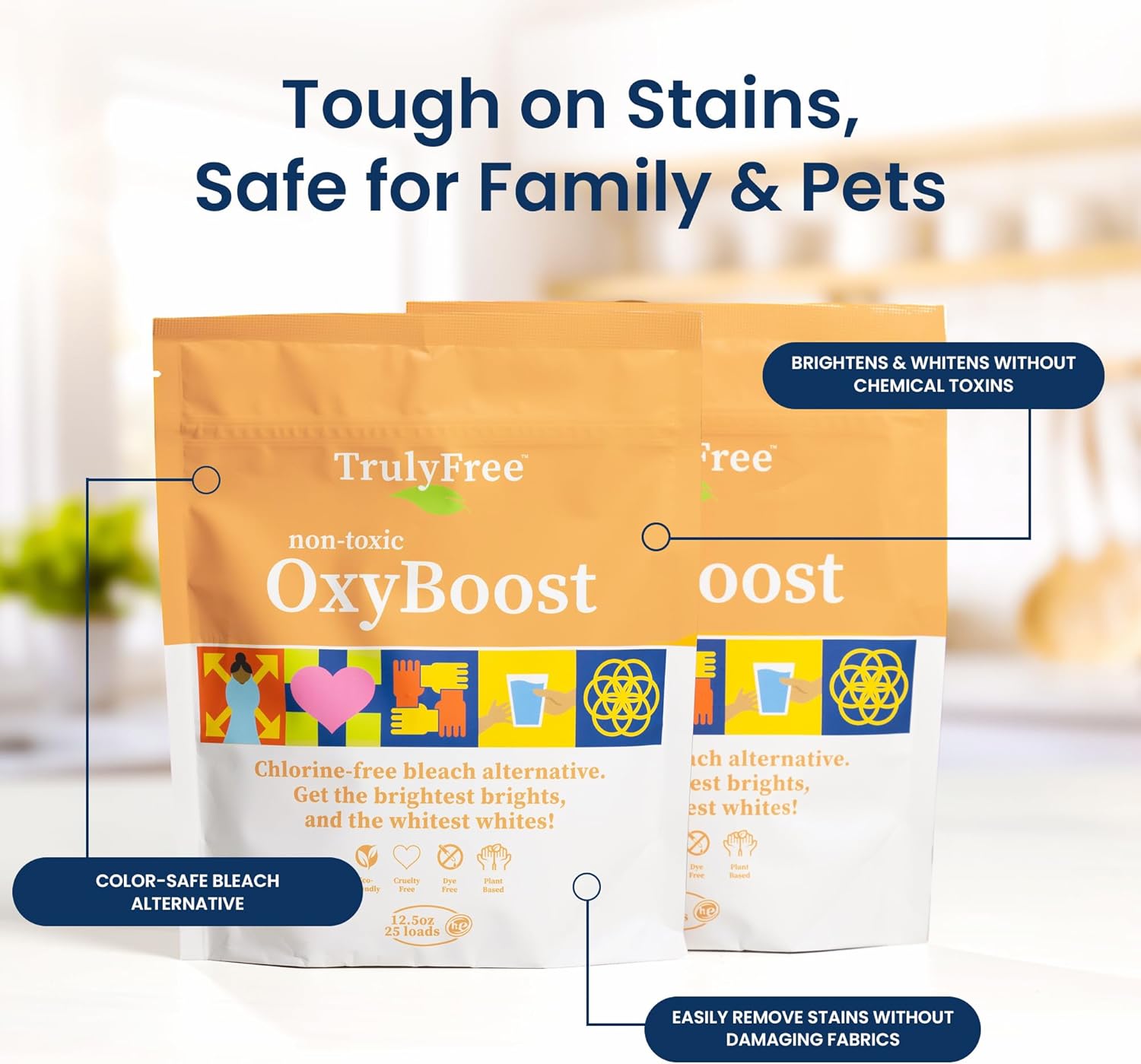 OxyBoost Oxygen Whitener Stain Remover Laundry Detergent Powder - 3 Pack