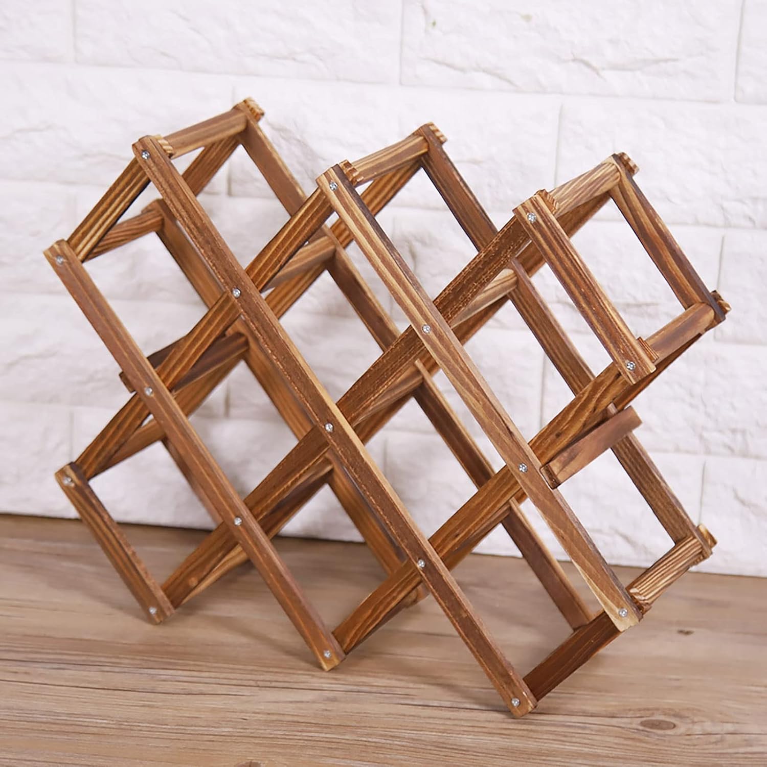 Foldable Wooden Wine Rack for 10 Bottles