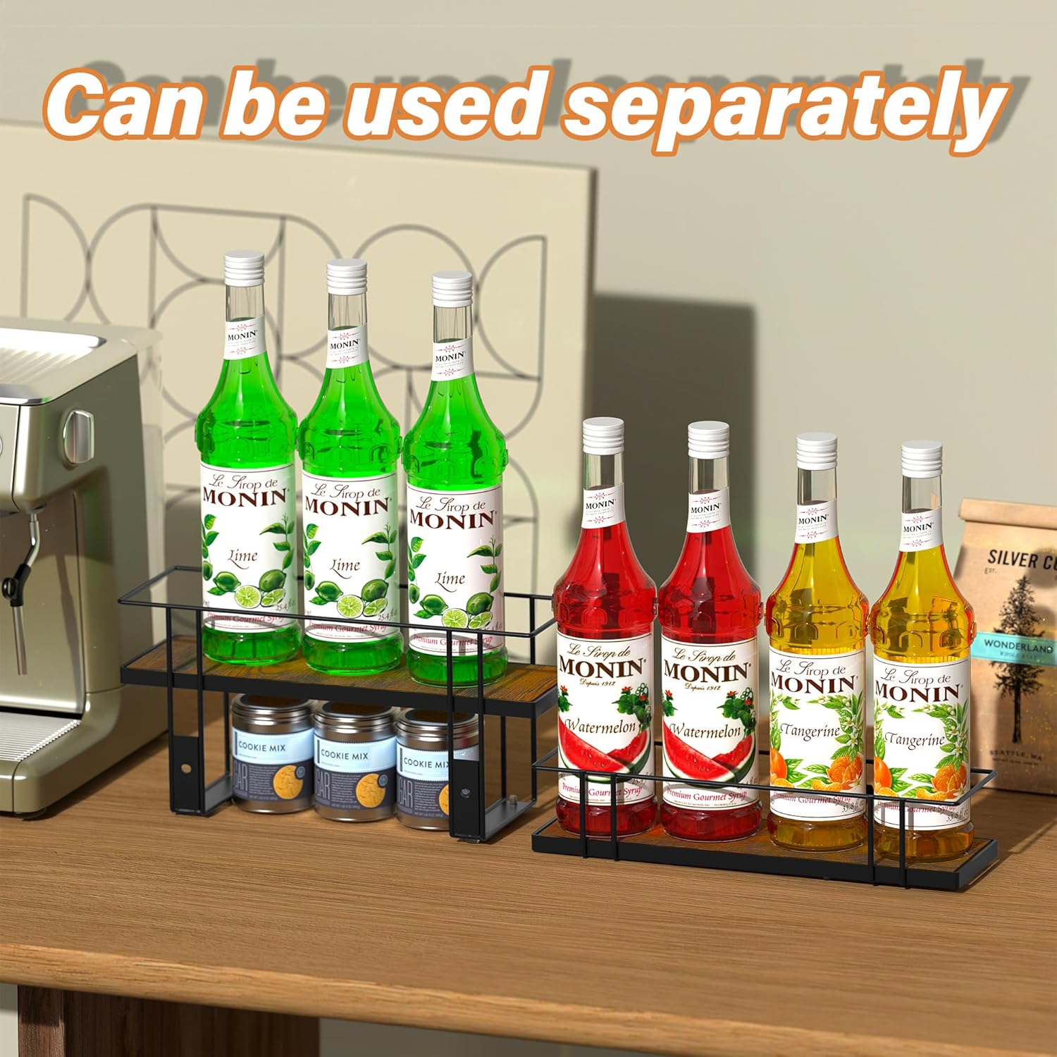 Alyoen 8-Bottle Coffee Syrup Rack Organizer