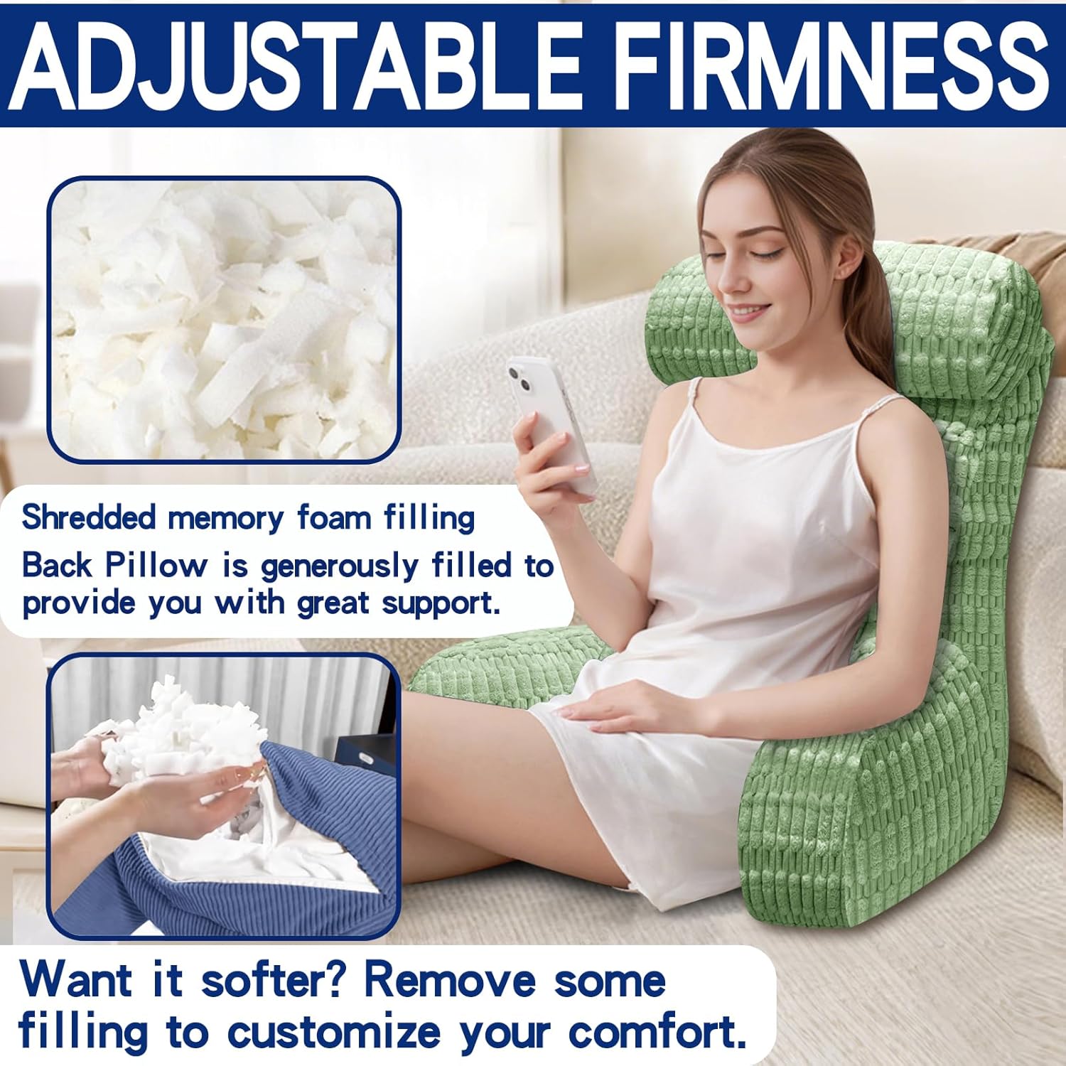 Extra Large Back Pillow for Bed Sitting Up