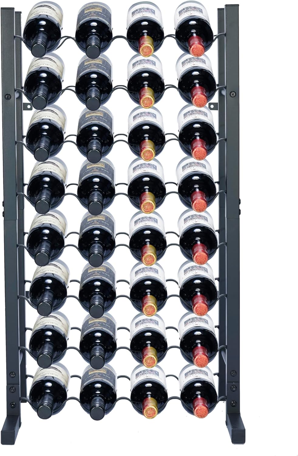 Dntum Wine Rack with Corkscrew - Black Steel 32 Bottles 1