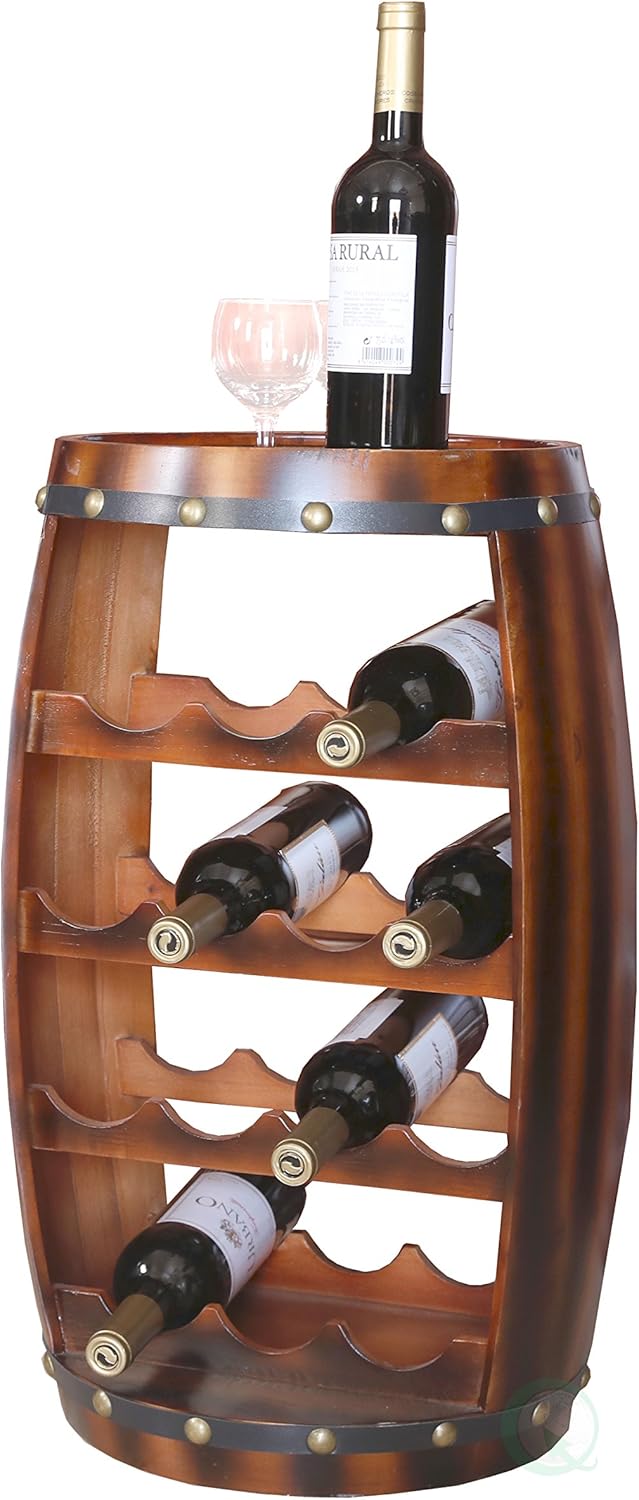 Vintiquewise Wooden Barrel Shaped 14 Bottle Wine Rack