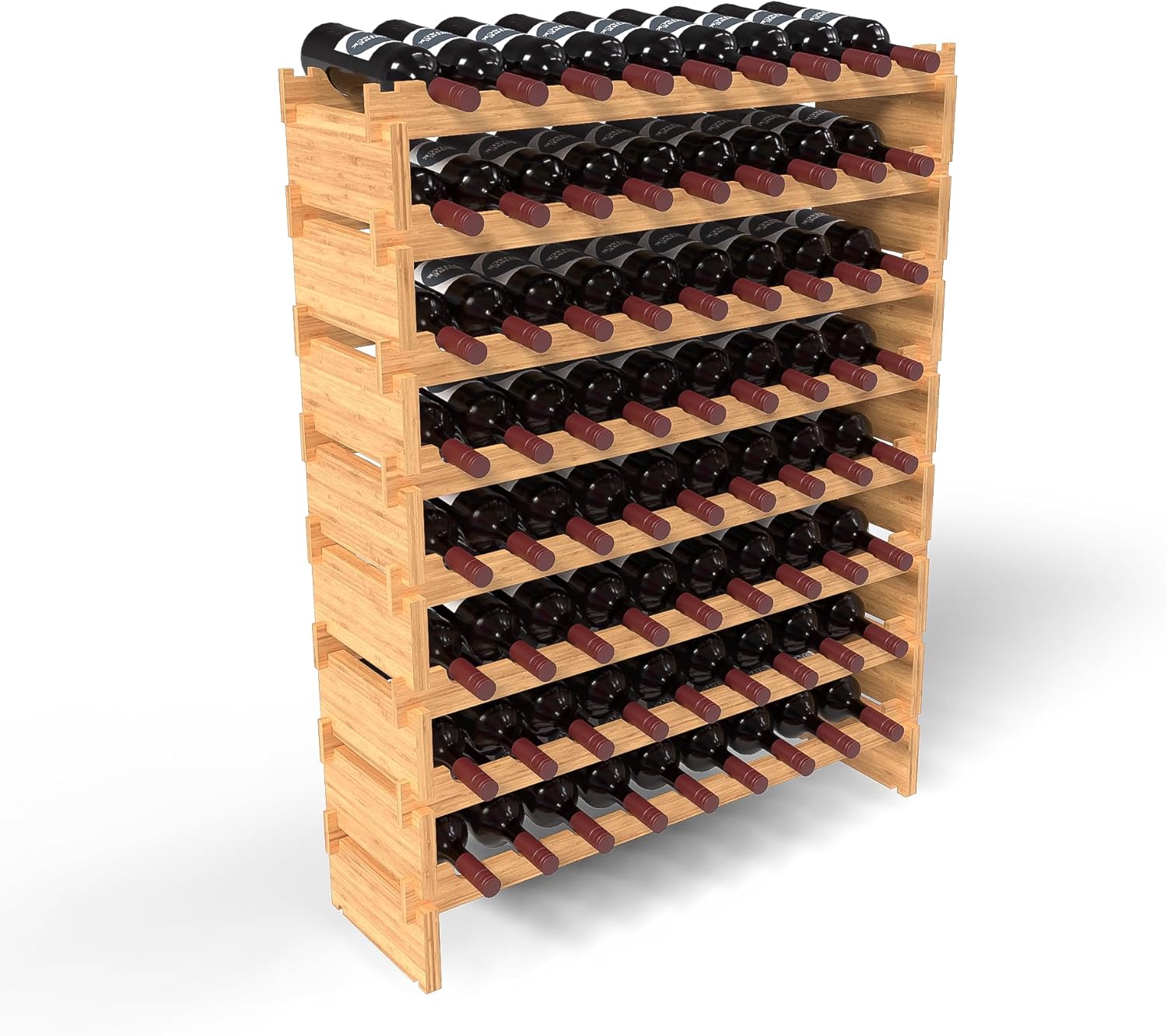 Wine Stack 72 Bottle Bamboo Freestanding Wine Rack