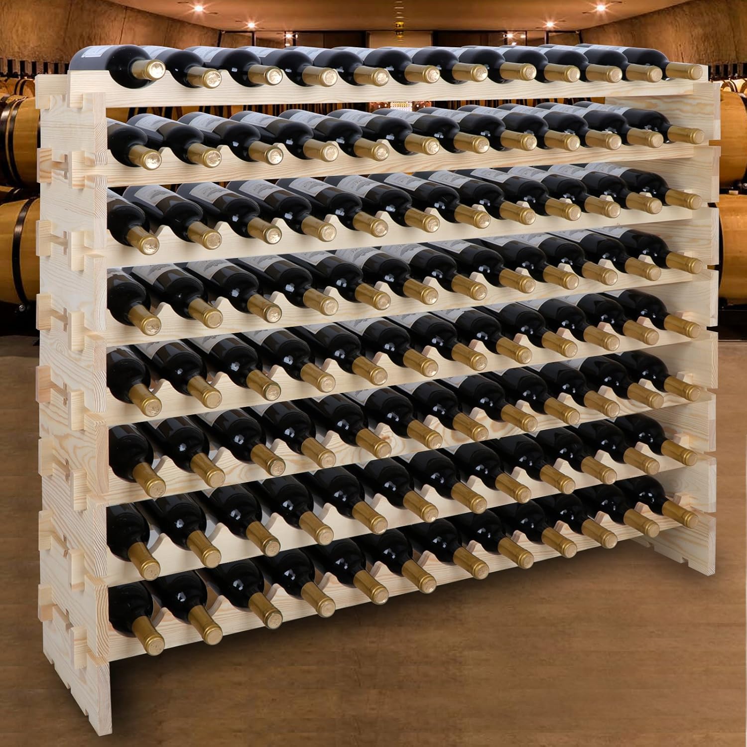 LEMY 8-Tier Freestanding Wine Rack 96 Bottles