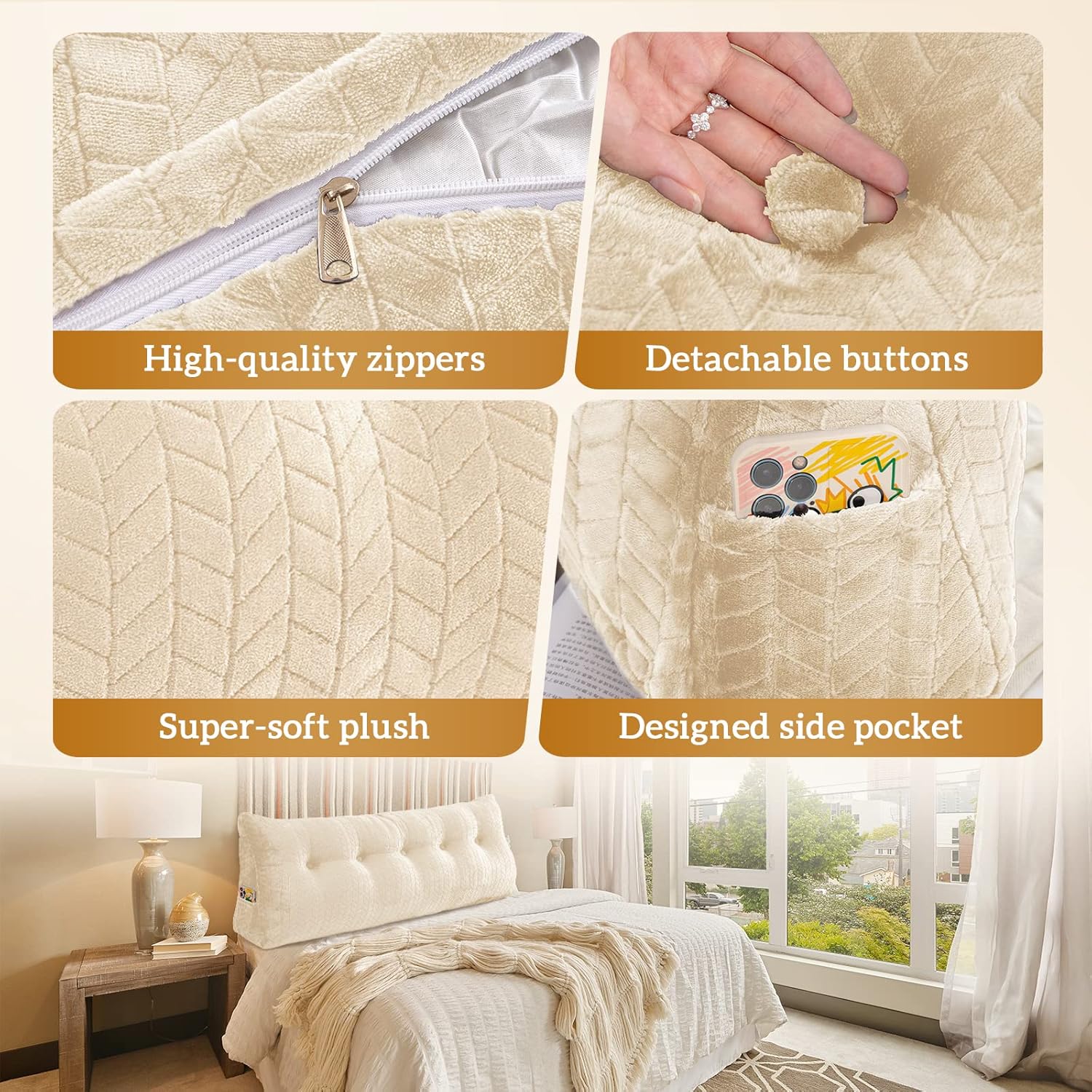 TerriTrophy Triangular Wedge Headboard Pillow