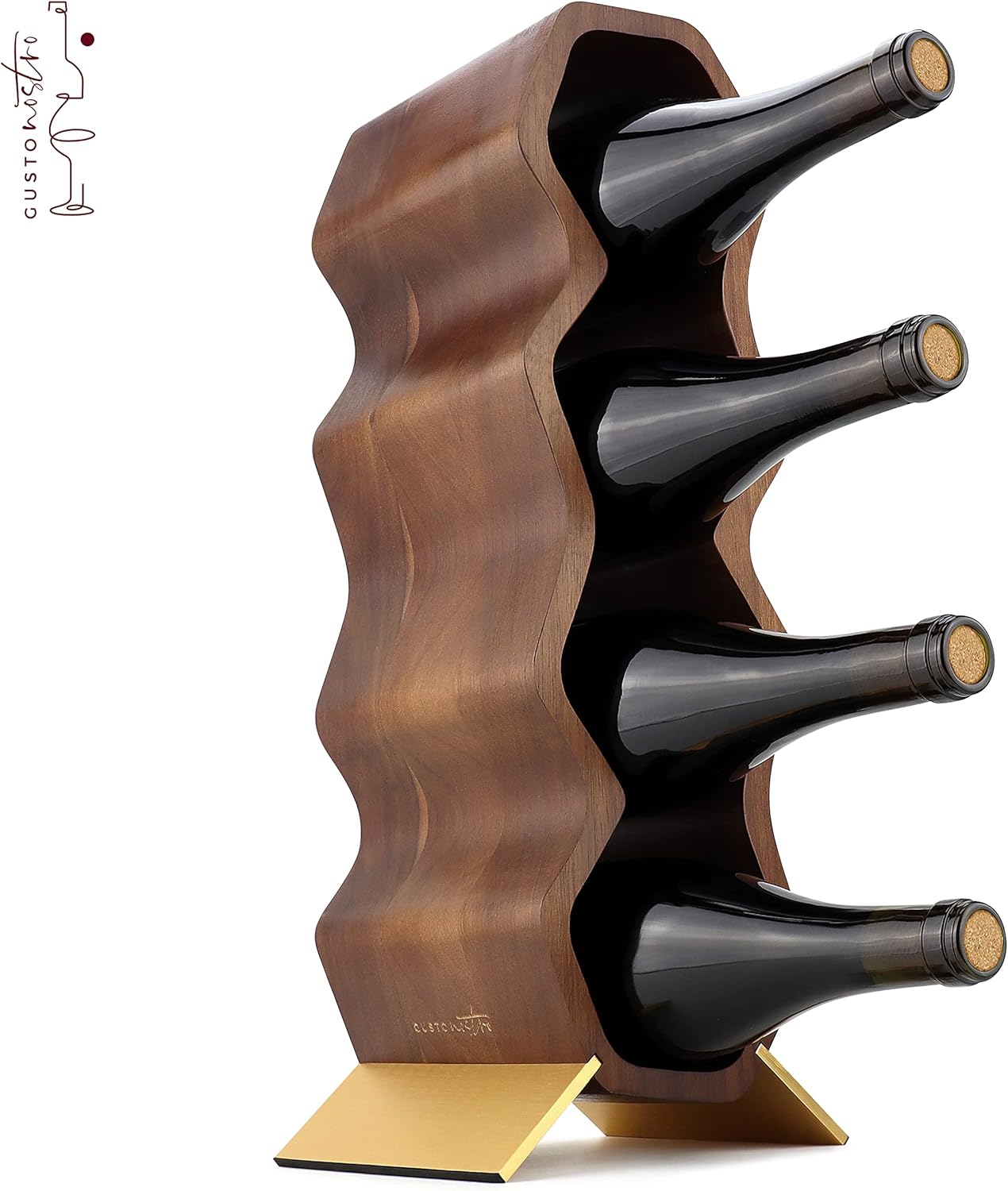 Gusto Nostro Acacia Wood Wine Rack 7 Bottle 2 Tier