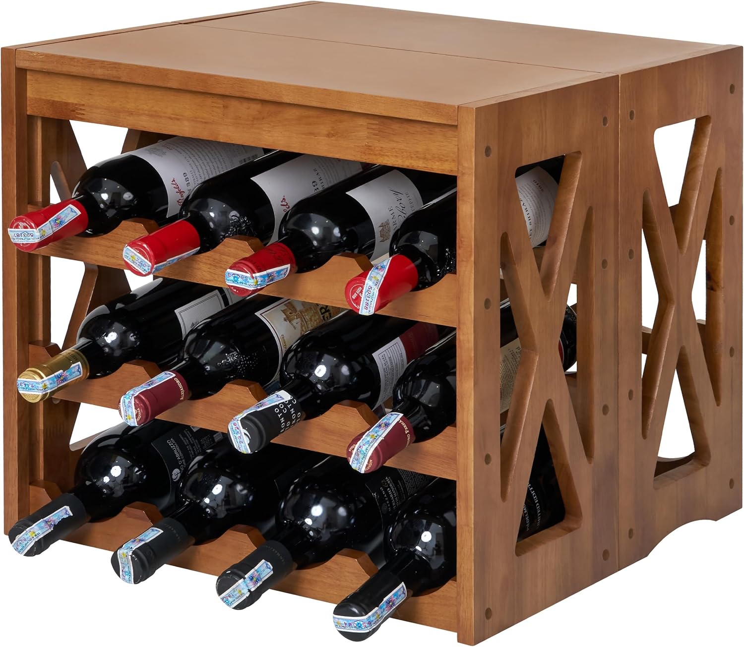 YCICI Wine Rack for 28 Bottles 12 Glasses
