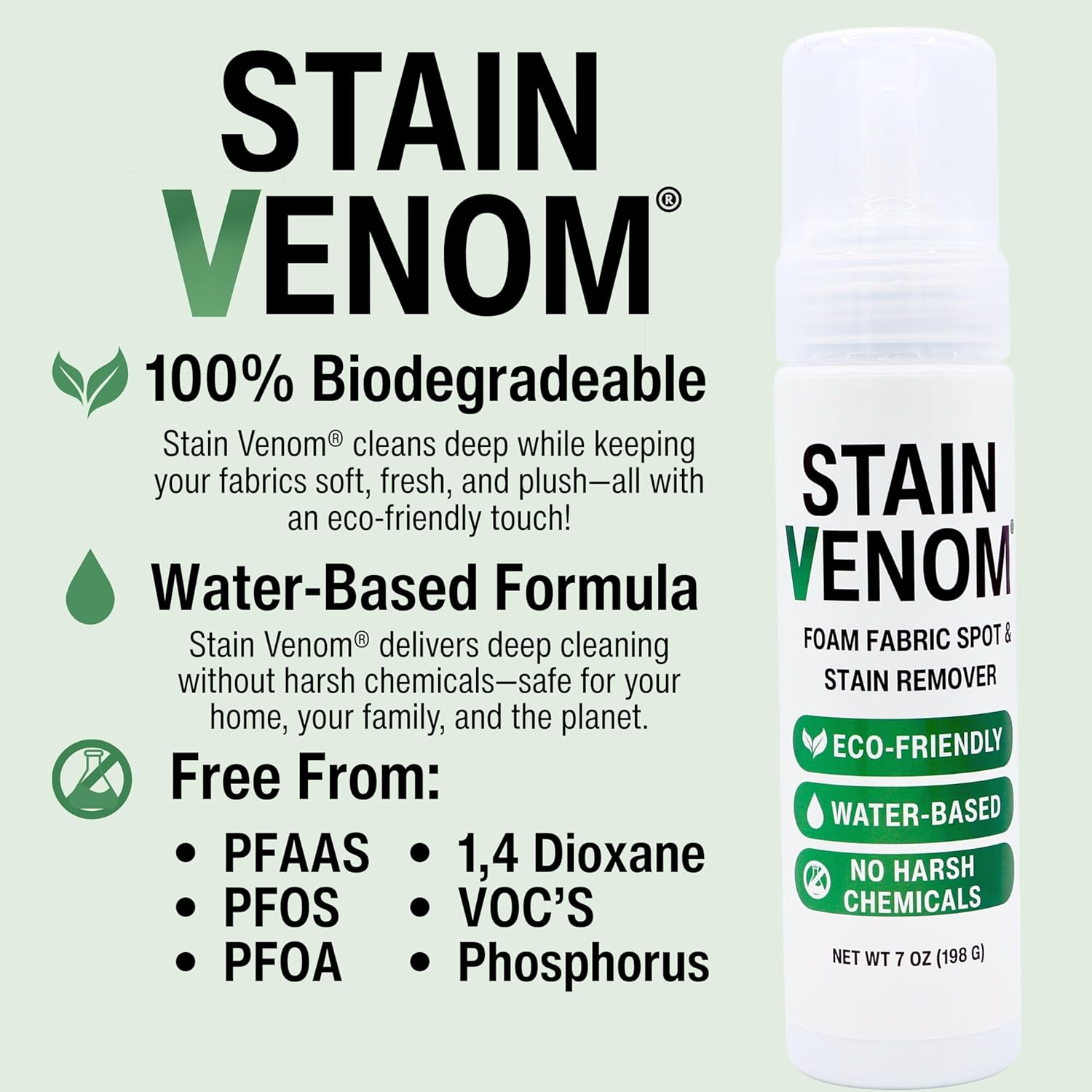 Stain Venom Foam Cleaner - 7 Oz Multi-Fabric Stain Remover