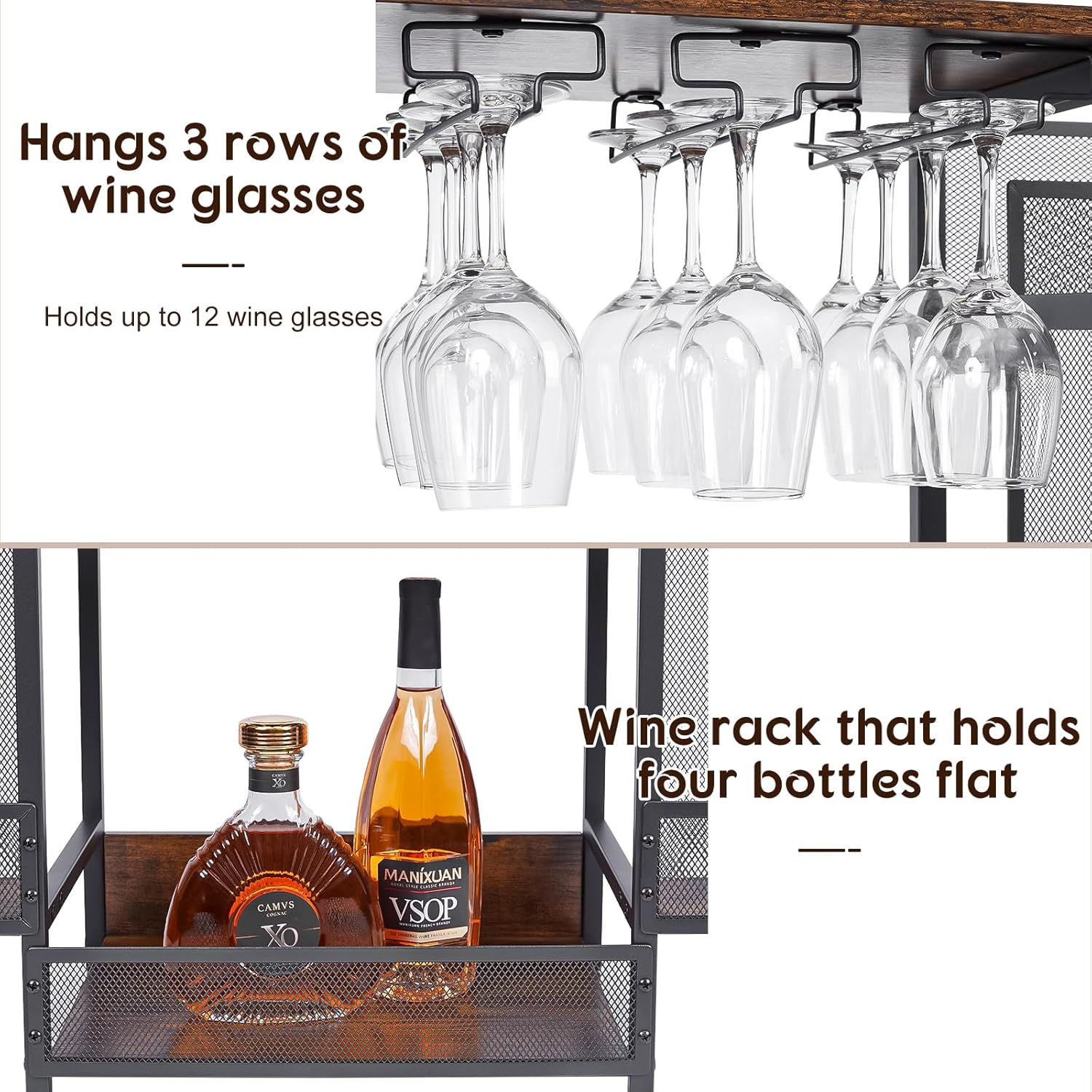 Hayexiha 6-Tier Bar Cabinet with Glass Holder and Wine Table 1