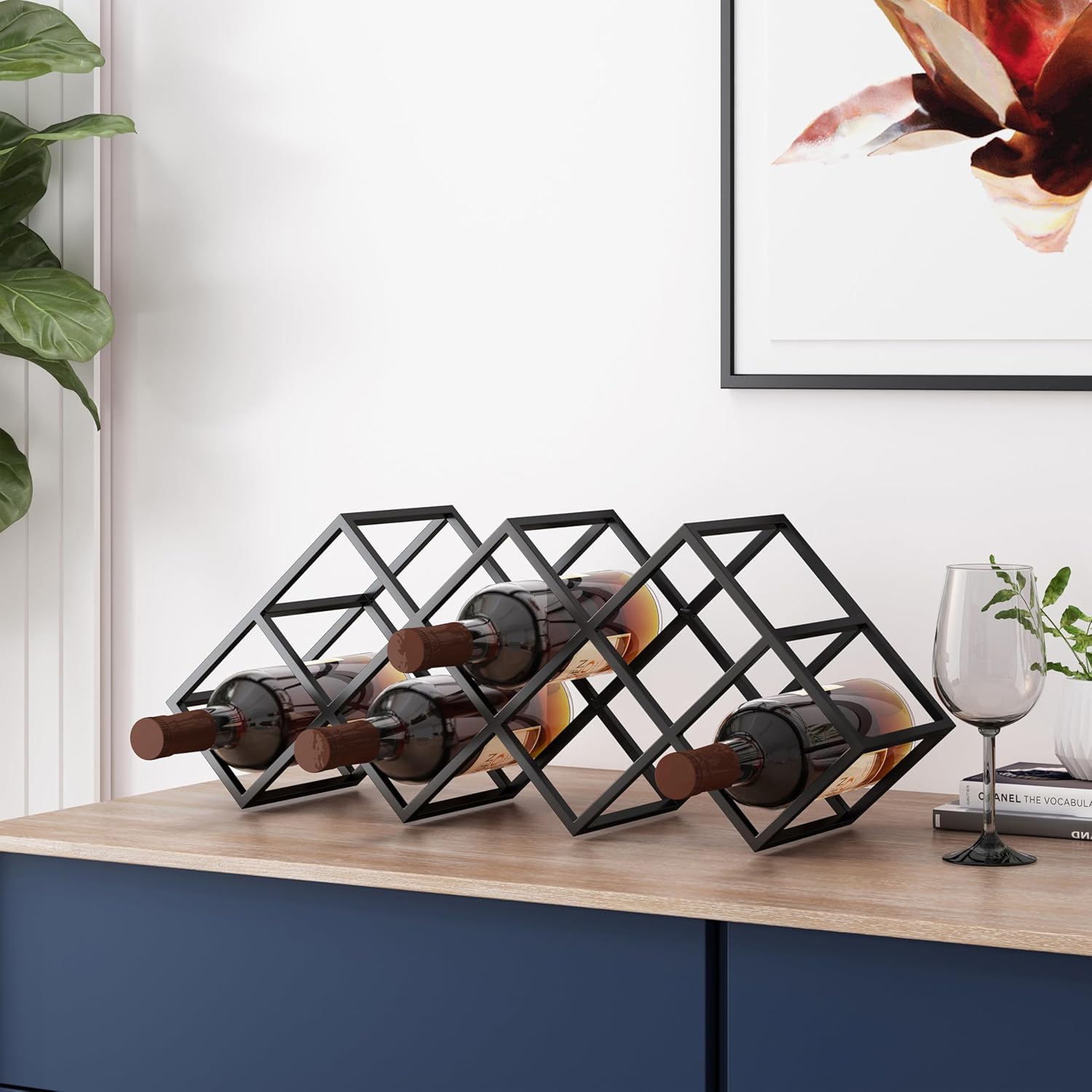 Modern Industrial 7 Bottle Wine Rack for Kitchen