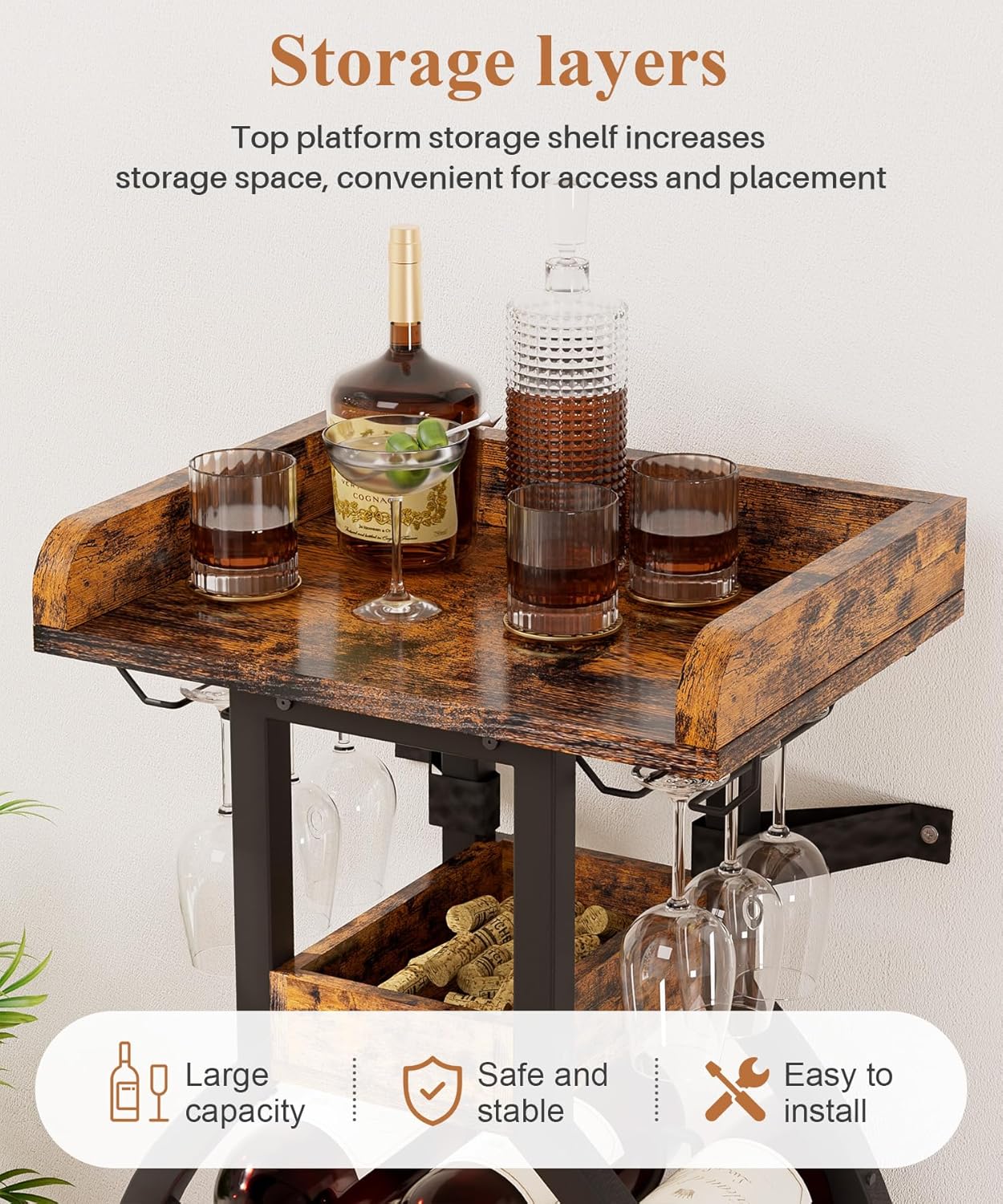 Vilaxing Freestanding Wine Rack 15 Bottle Storage