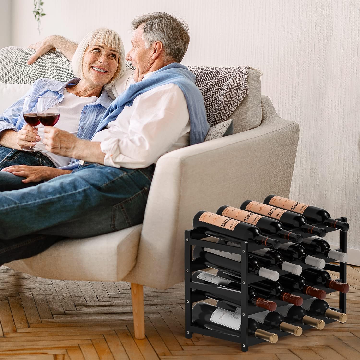 Ruichang 4-Tier Bamboo Wine Rack - 16 Bottle Capacity 1