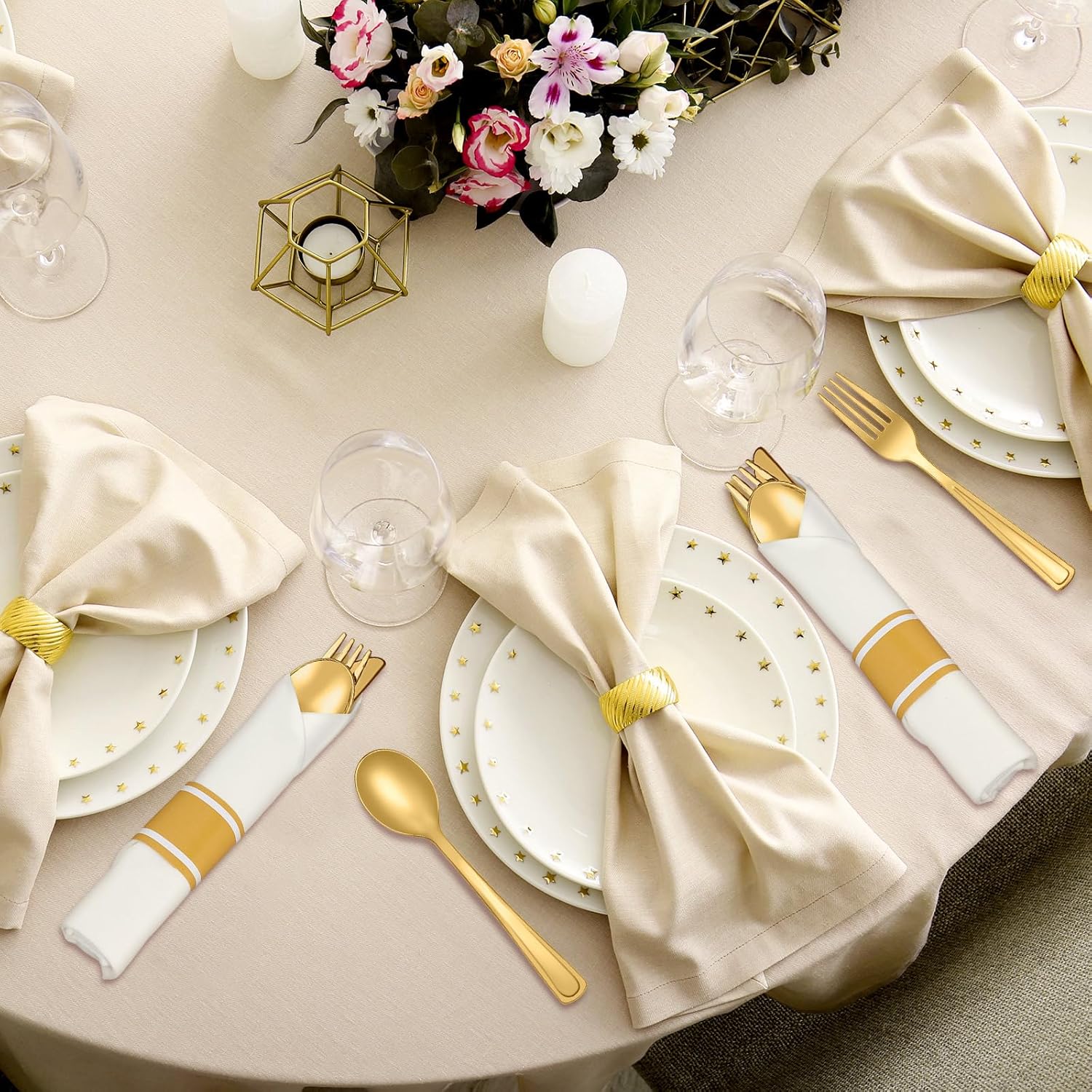 Mifoci 200 Pack Gold Plastic Cutlery Set