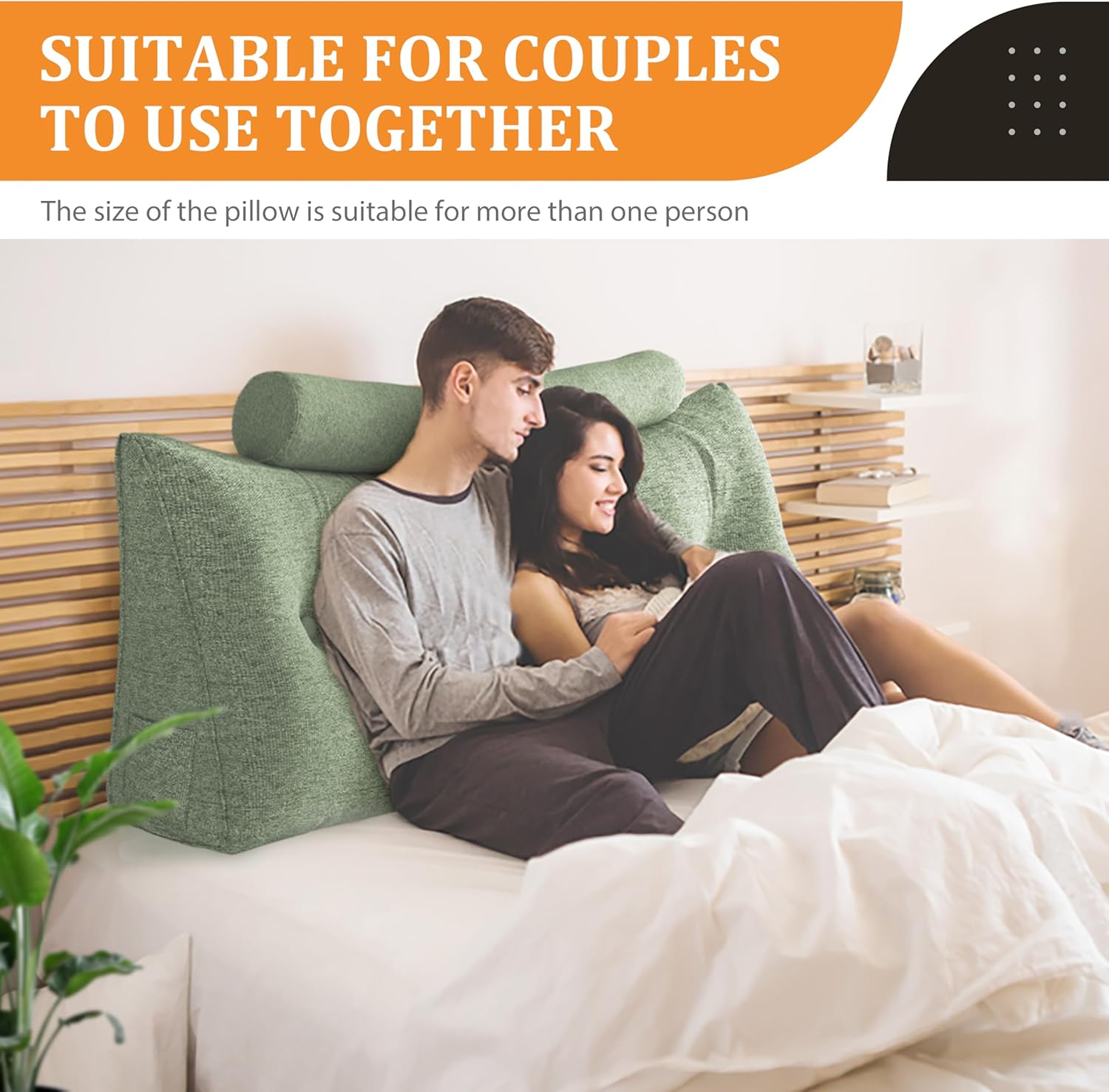 Thicken Headboard Pillow with Bolster for Bed Reading and TV Watching