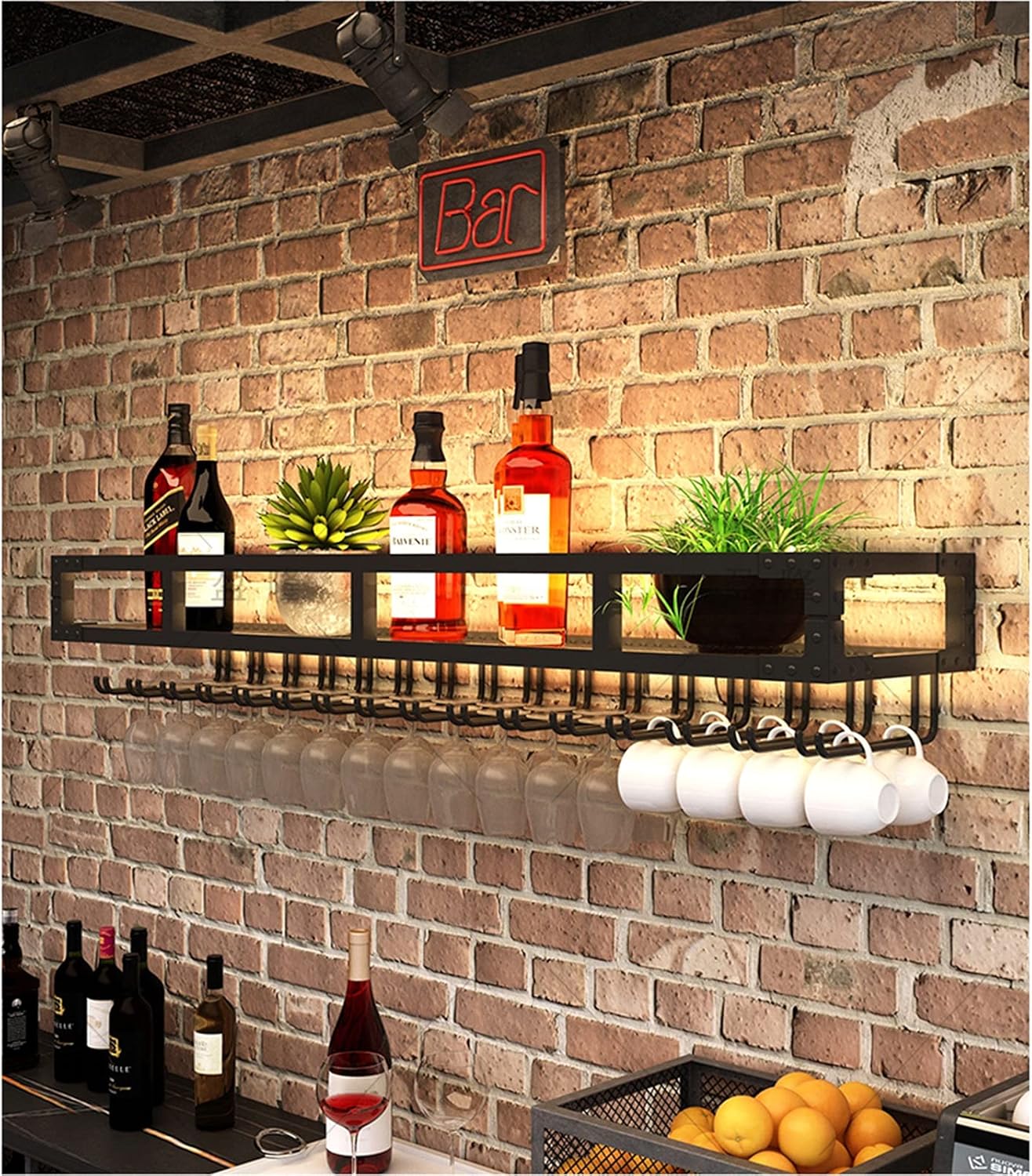 ZJDYDY Wall-Mounted Wine Rack - Space-Saving Wrought Iron Holder