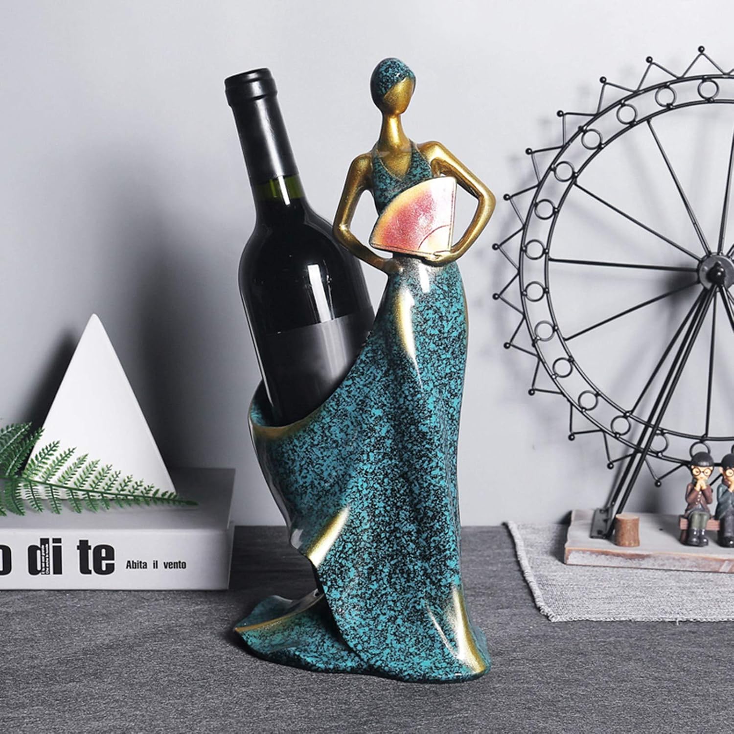 FY Elegant Girl Wine Holder Freestanding Rack for Home and Kitchen