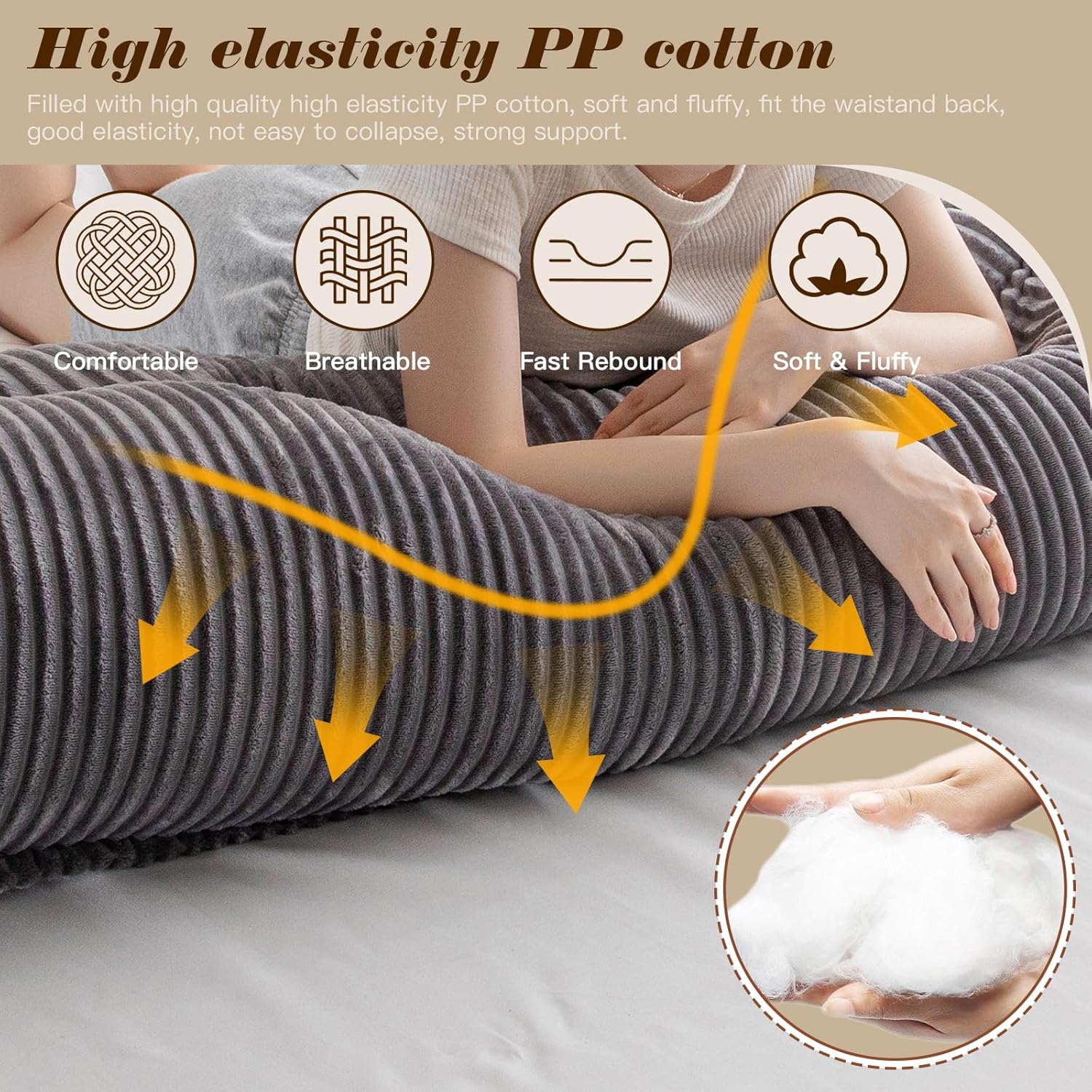 Activance Large Triangular Headboard Pillow with Removable Cover Grey