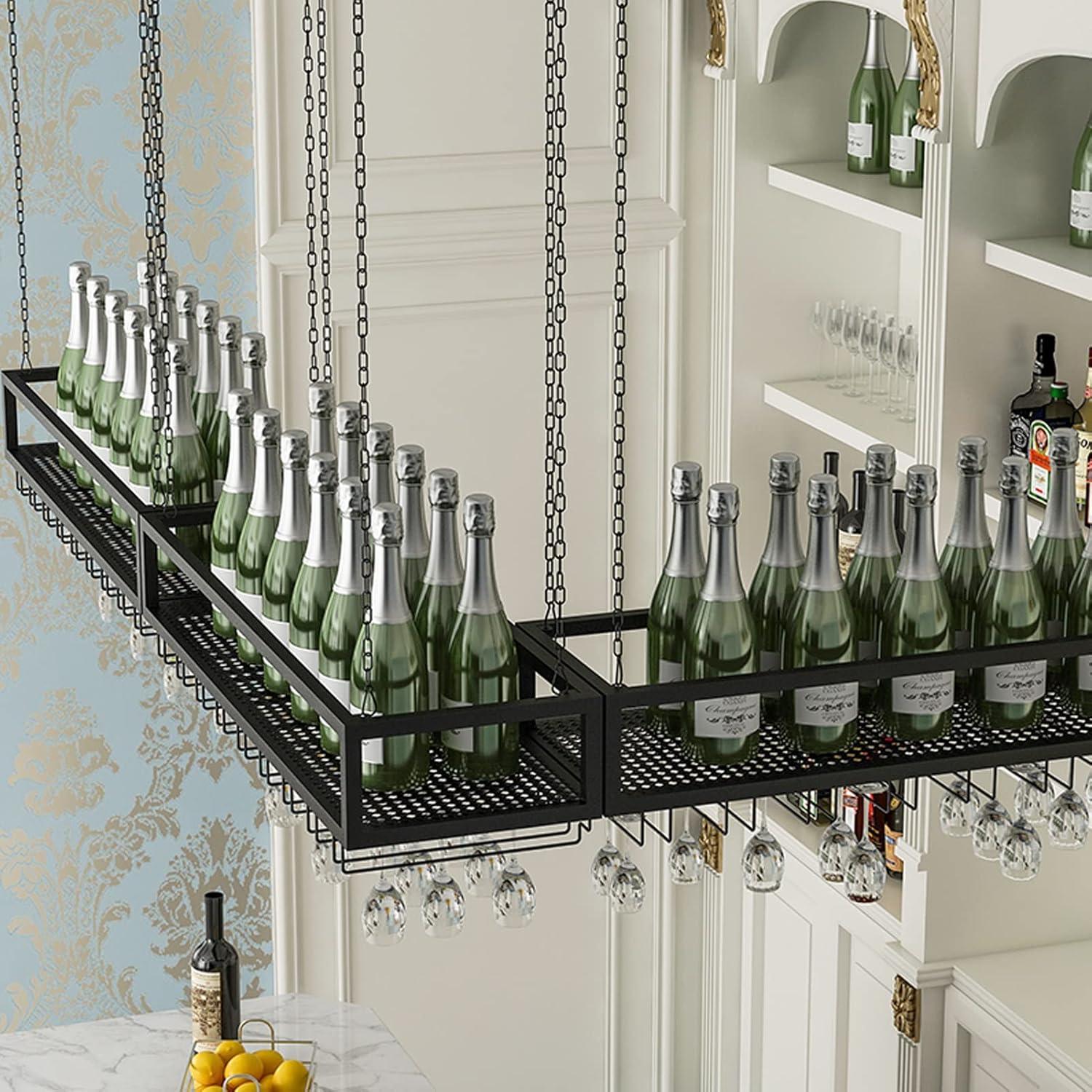 KOHARA Hanging Wine Glass Rack - Wall-Mounted Wine Shelf for Kitchen Bar