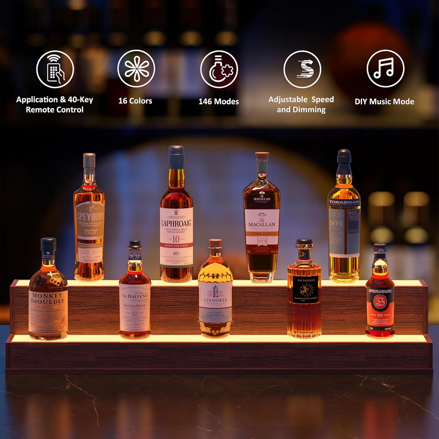 Cubehom 38 Inch LED Bar Display Shelf with Remote Control and App