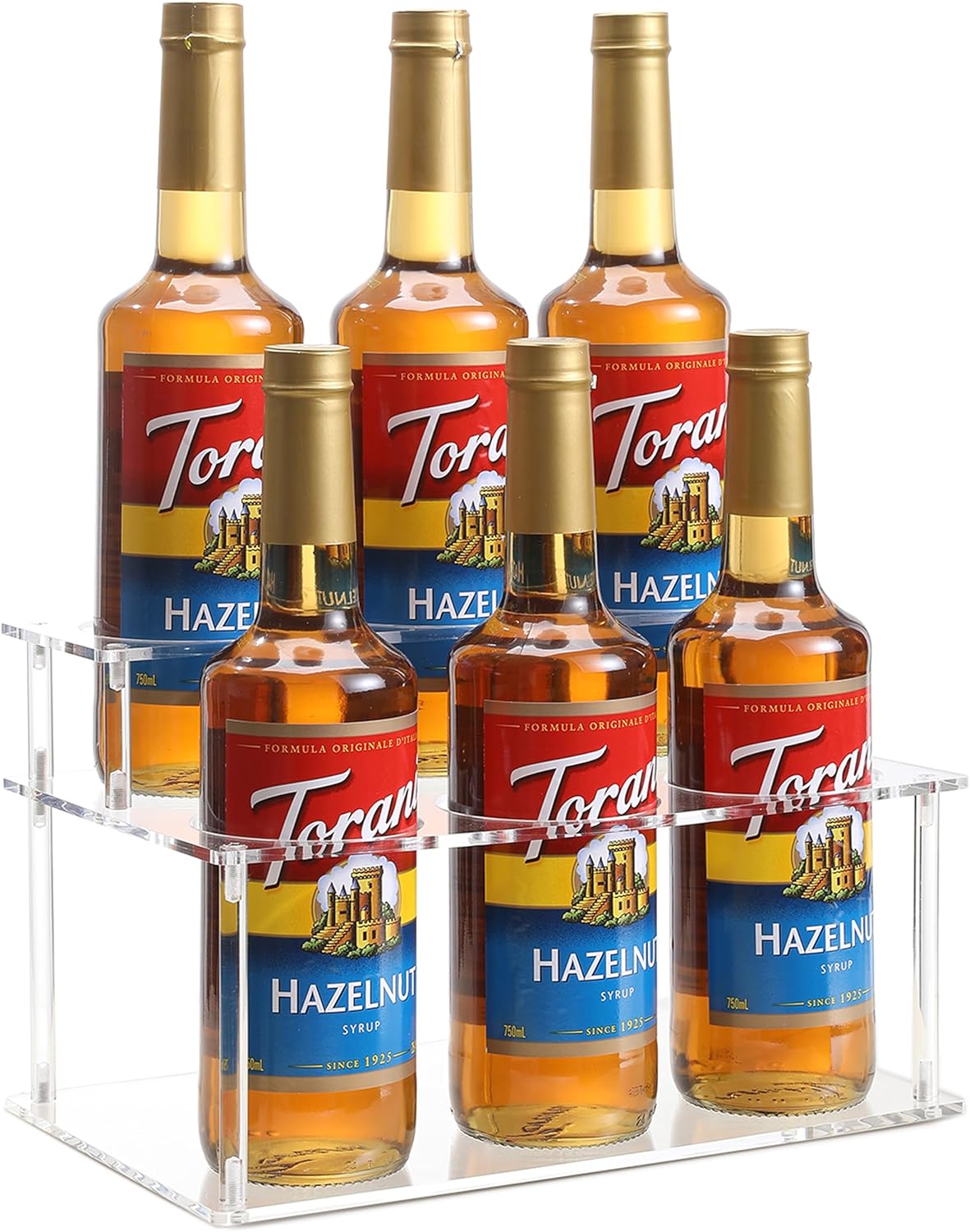 Baosia Acrylic Syrup Rack for 6 Bottles Coffee Bar Organizer