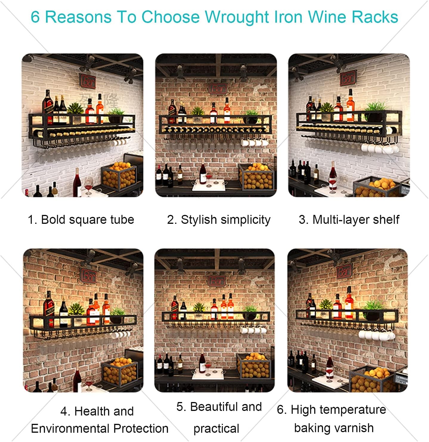 ZJDYDY Wall-Mounted Wine Rack - Space-Saving Wrought Iron Holder