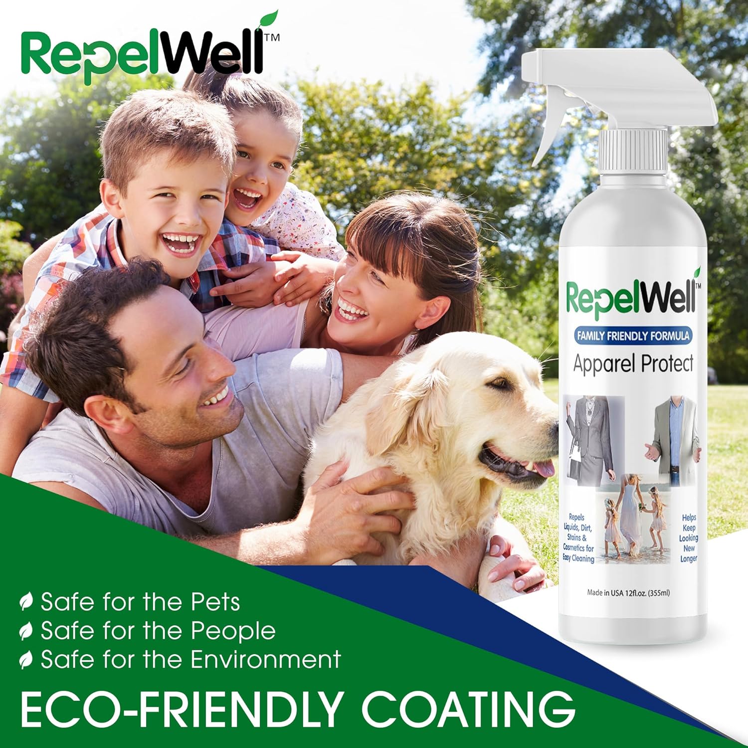 RepelWell Apparel Protect 12oz Stain Water Repellent Spray 1