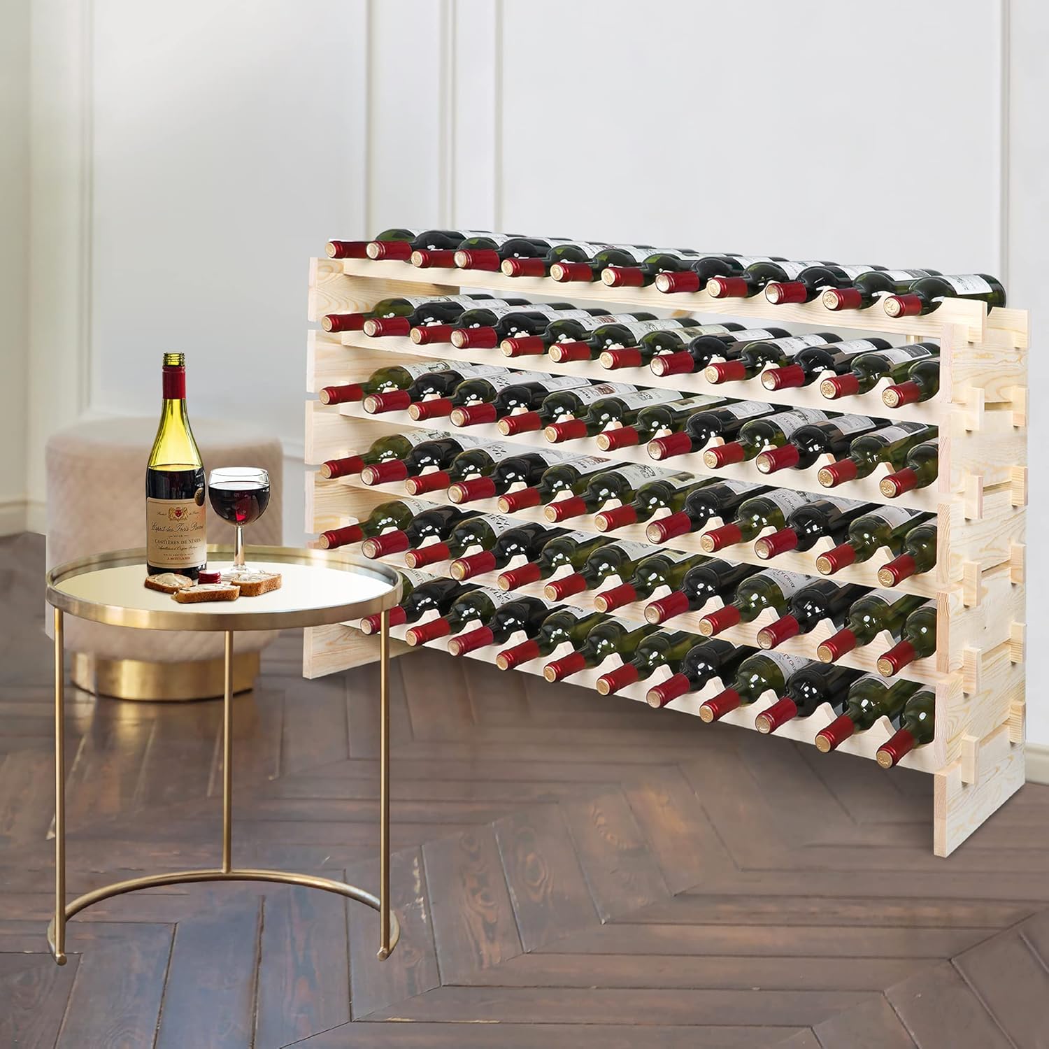 ZENY 72-Bottle Stackable Wood Wine Rack