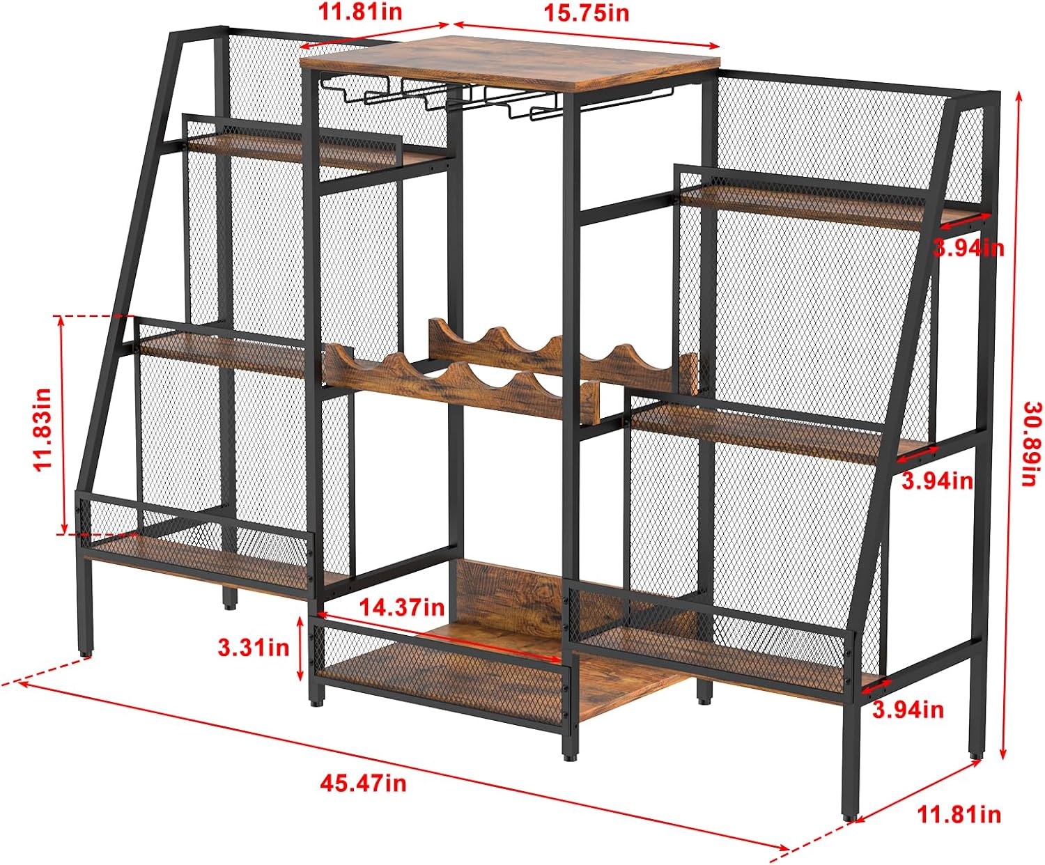 Hayexiha 6-Tier Bar Cabinet with Glass Holder and Wine Table 1