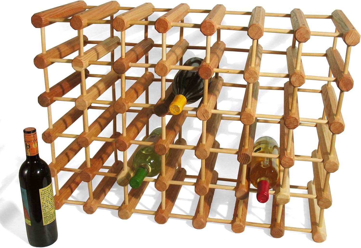 JK Adams 40 Bottle Ash Wood Wine Rack with Natural Pins 1