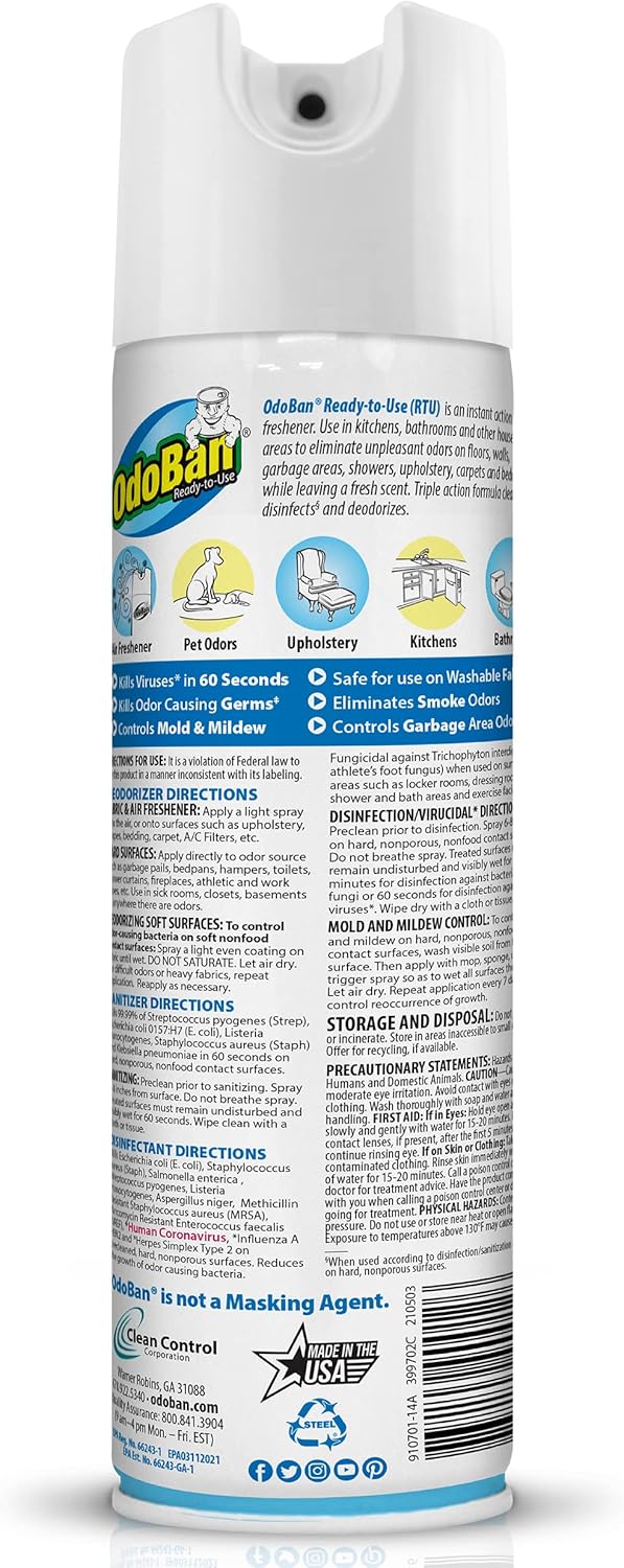 OdoBan 360-Degree Continuous Spray Disinfectant 4 Pack Fresh Linen Scent