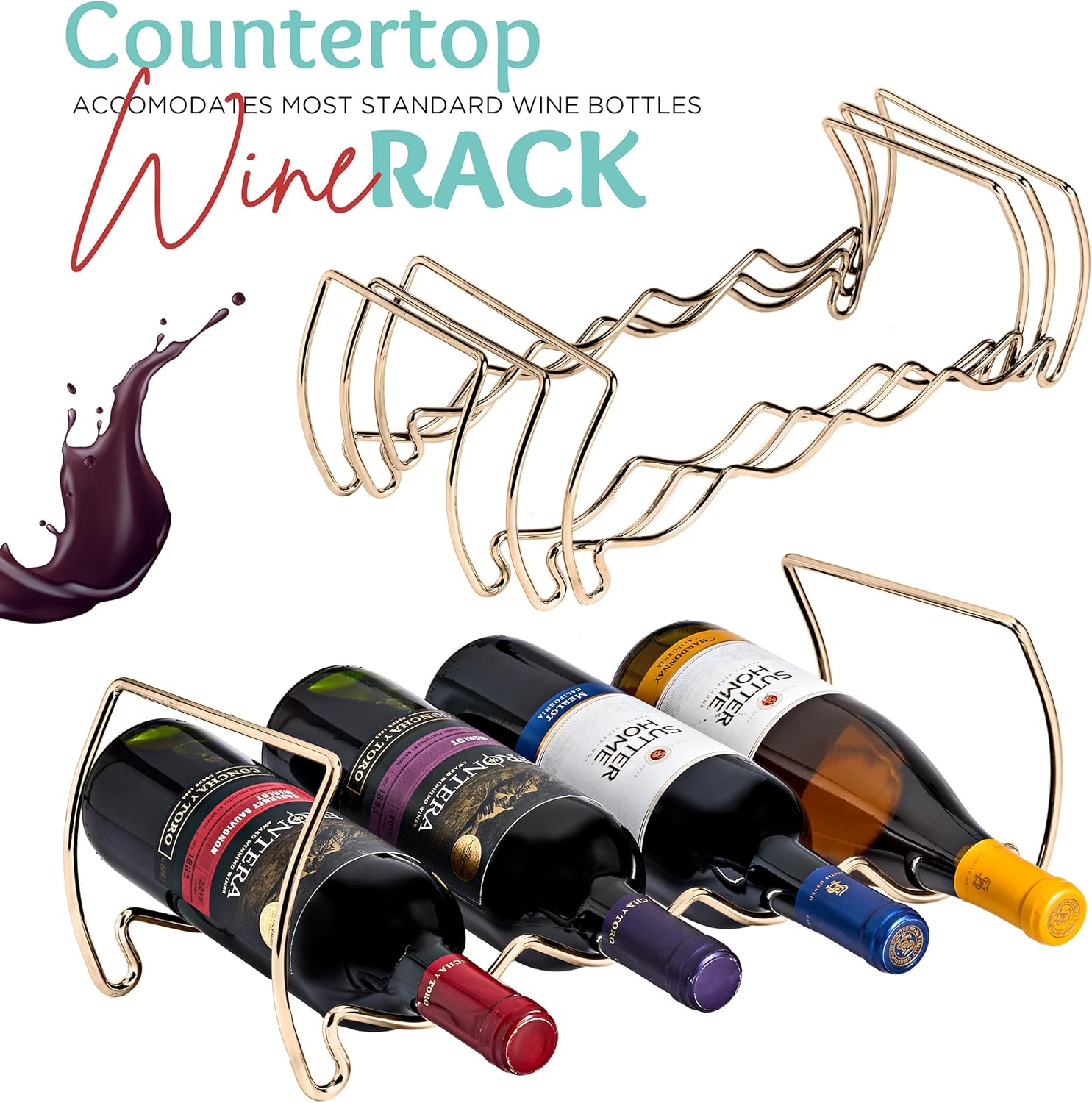 Sorbus 6-Tier Copper Wine Rack - 24 Bottle Storage