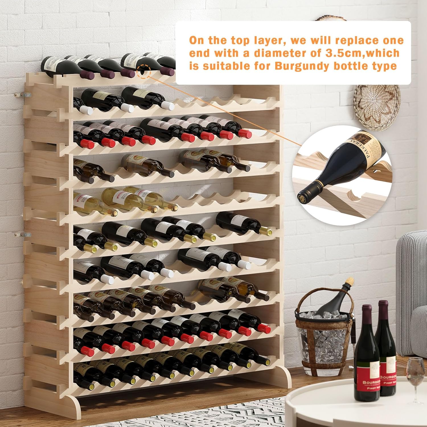 DlandHome 100-Bottle Freestanding Wine Rack 10 Tier